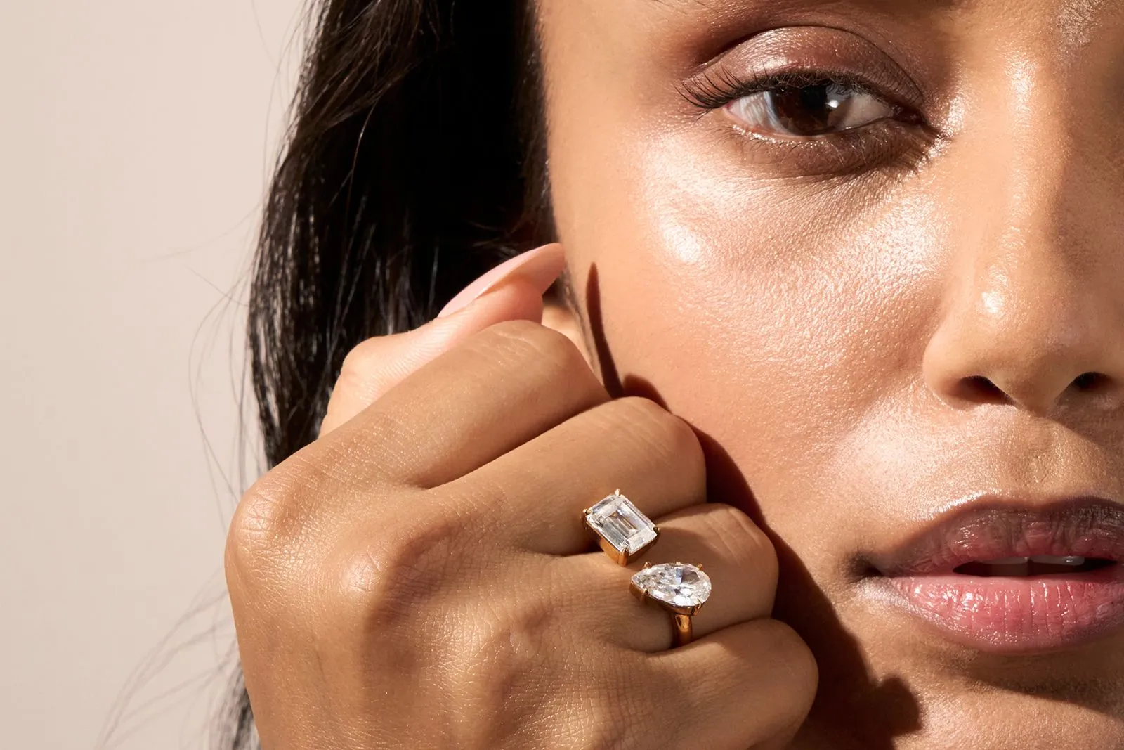 <p>Jemma Wynne Diamond and gold Toi & Moi ring</p>