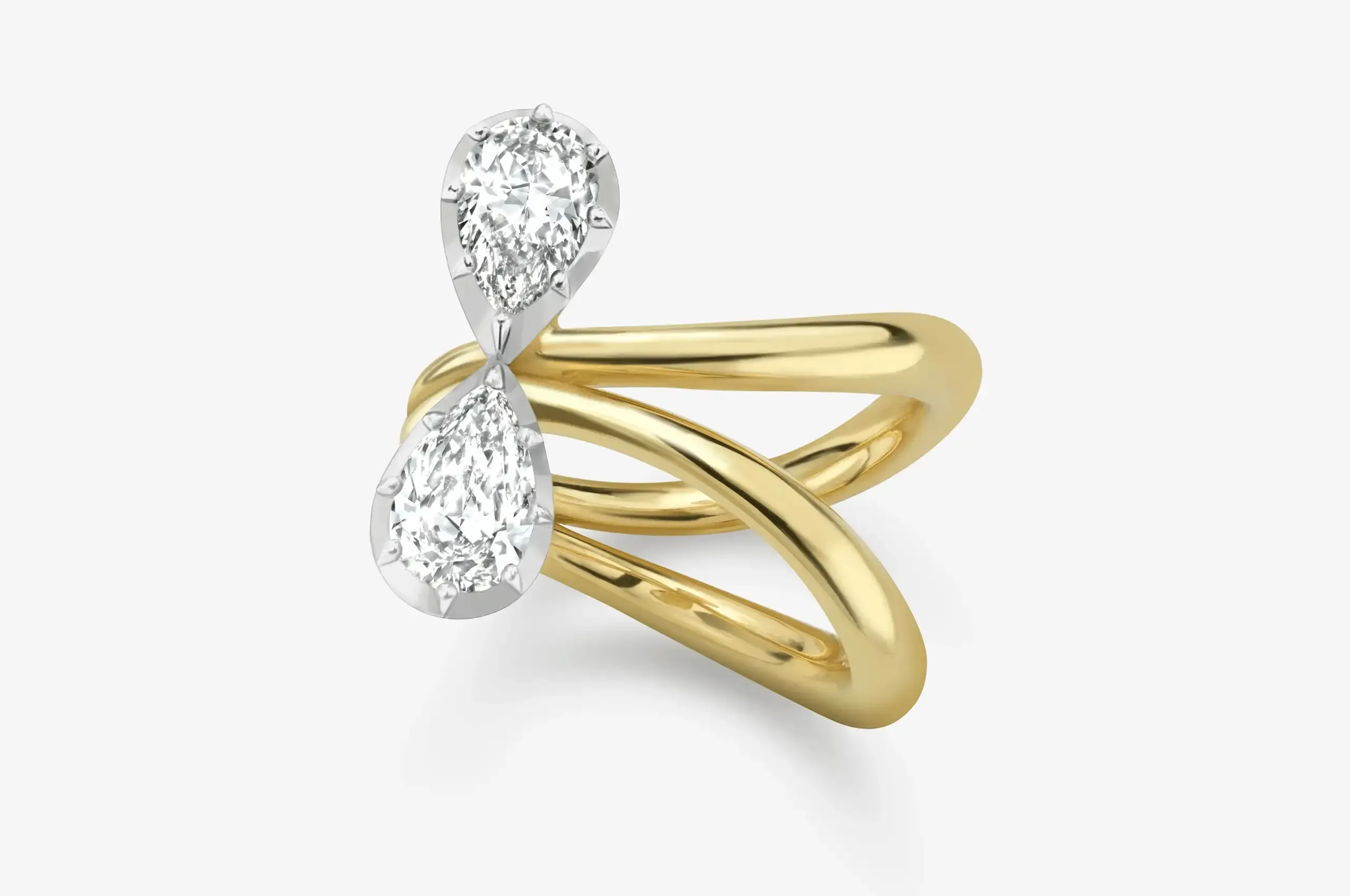 Some pieces are articulated to move with the wearer, giving the ribbon inspired designs an almost animated quality.