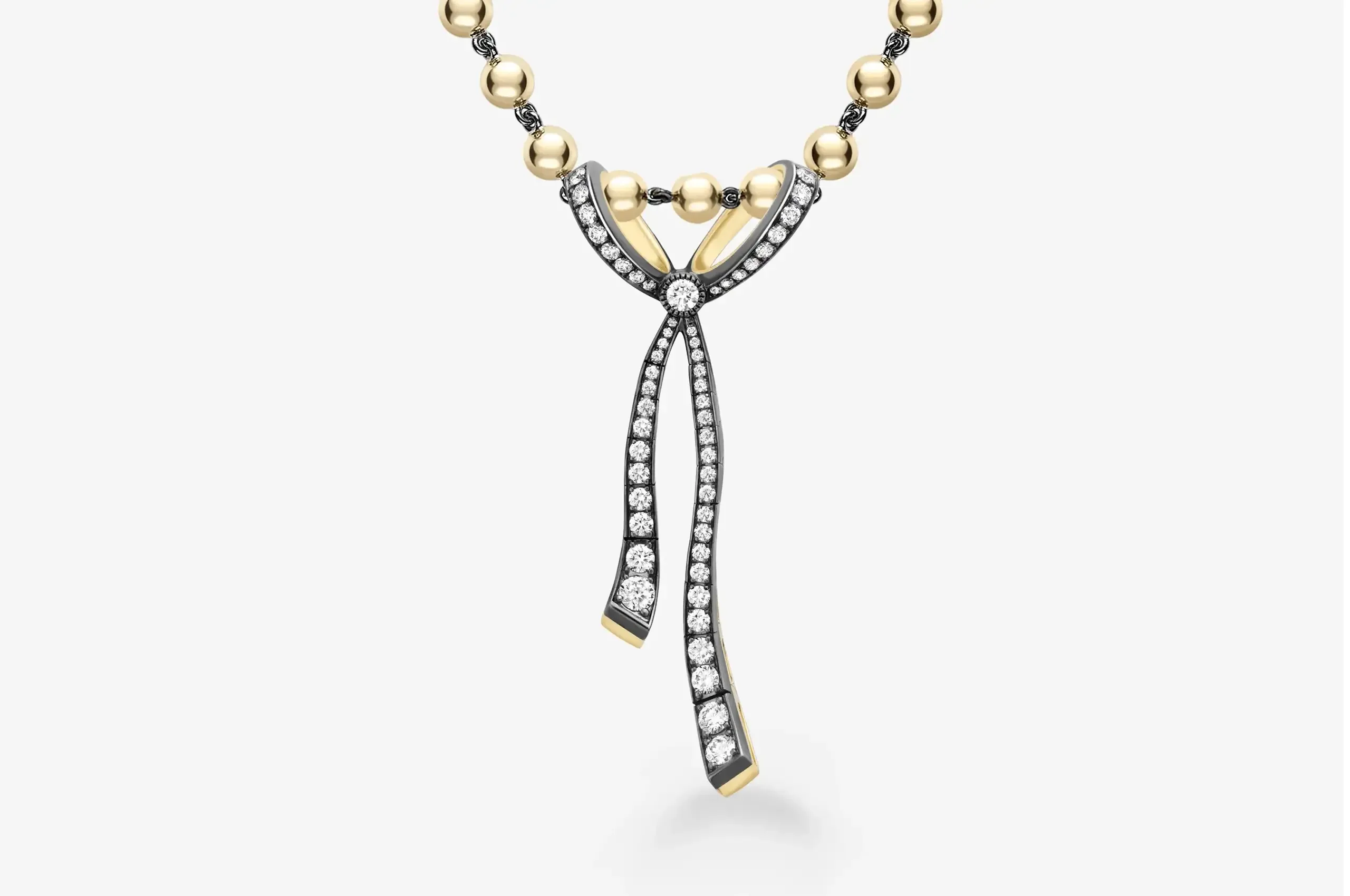 Diamond Bow & Ribbon Ball n’ Chain Pendant.