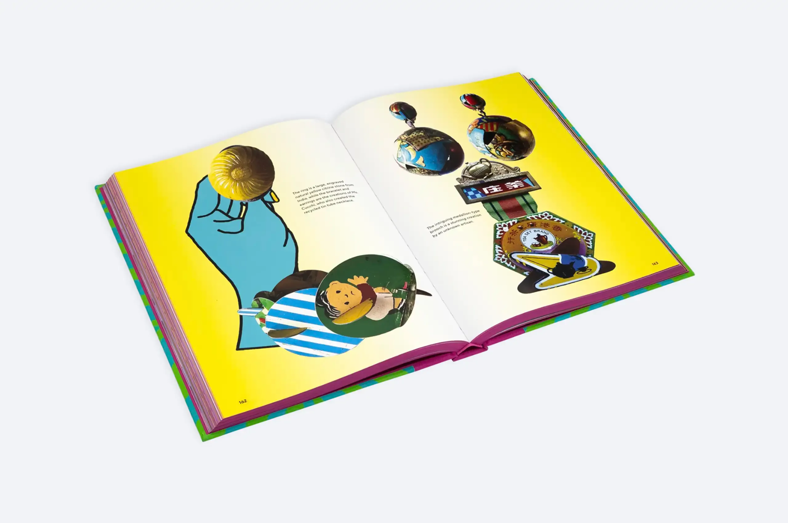 The book features pieces made from unexpected materials, including natural and found objects.