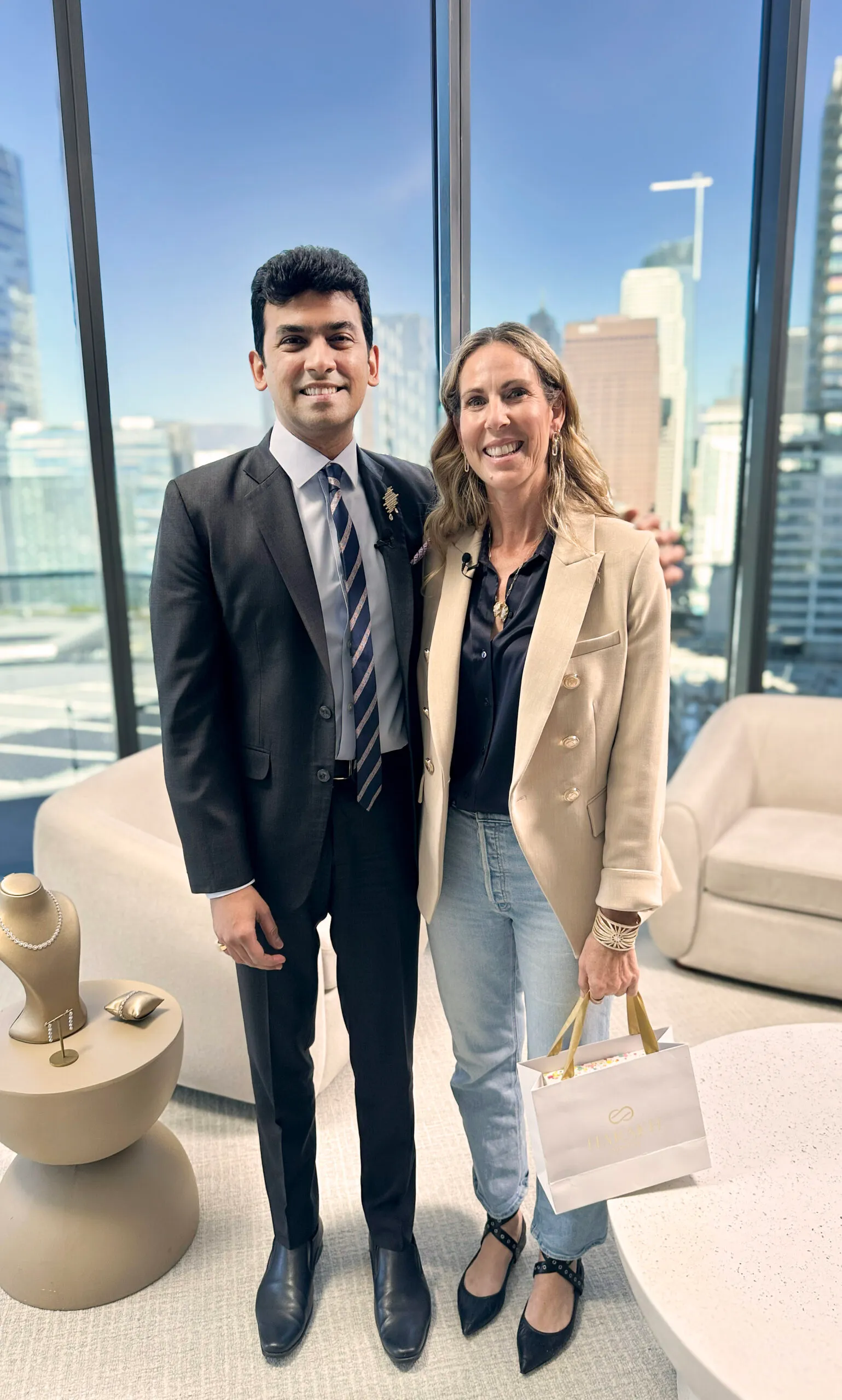 Harakh Mehta, fourth generation diamantaire and founder of HARAKH with Julie Feldman, founder of Orenda, who appeared on episode five of the Gems with Harakh podcast