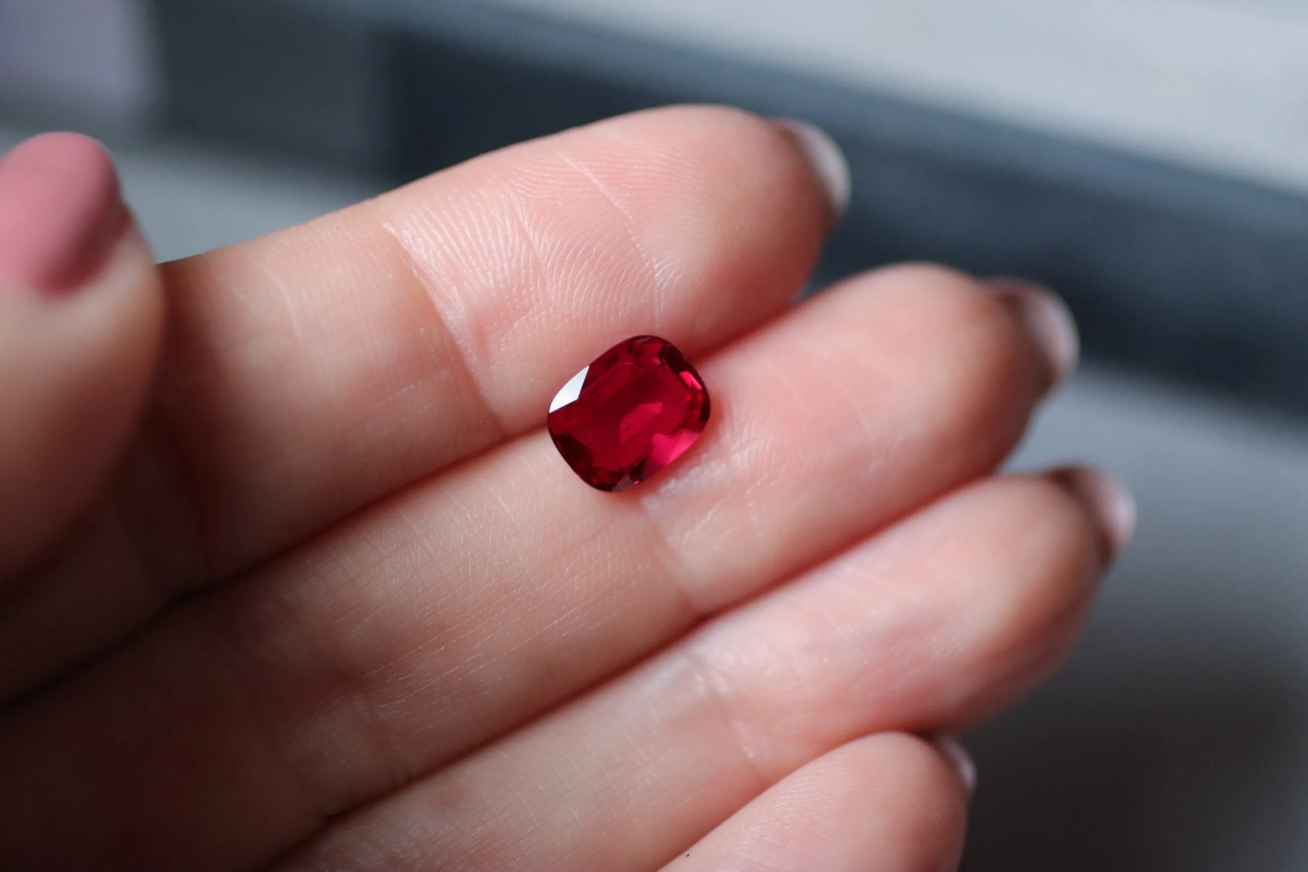<p>A 2.26ct cushion-cut unheated Pigeon’s Blood red Burmese ruby from Mogok at Karl Faller</p>
