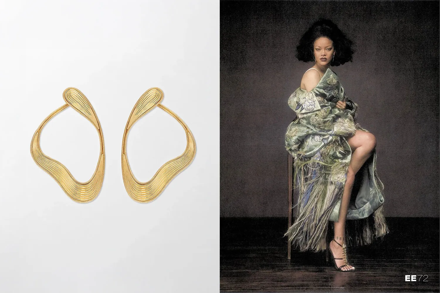 Rihanna on the Cover of Issue 72, wearing the Stream Lines Loop earrings by Fernando Jorge.