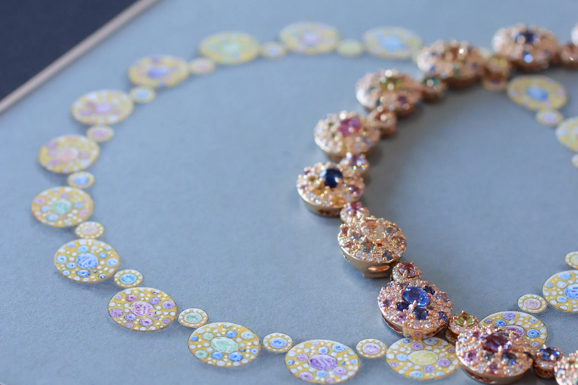 <p>The large, oval-shaped and unheated sapphires in the Morebelli Collier Bohème are sourced from Ilakaka and help to spotlight the beauty of Madagascar’s minerals </p>