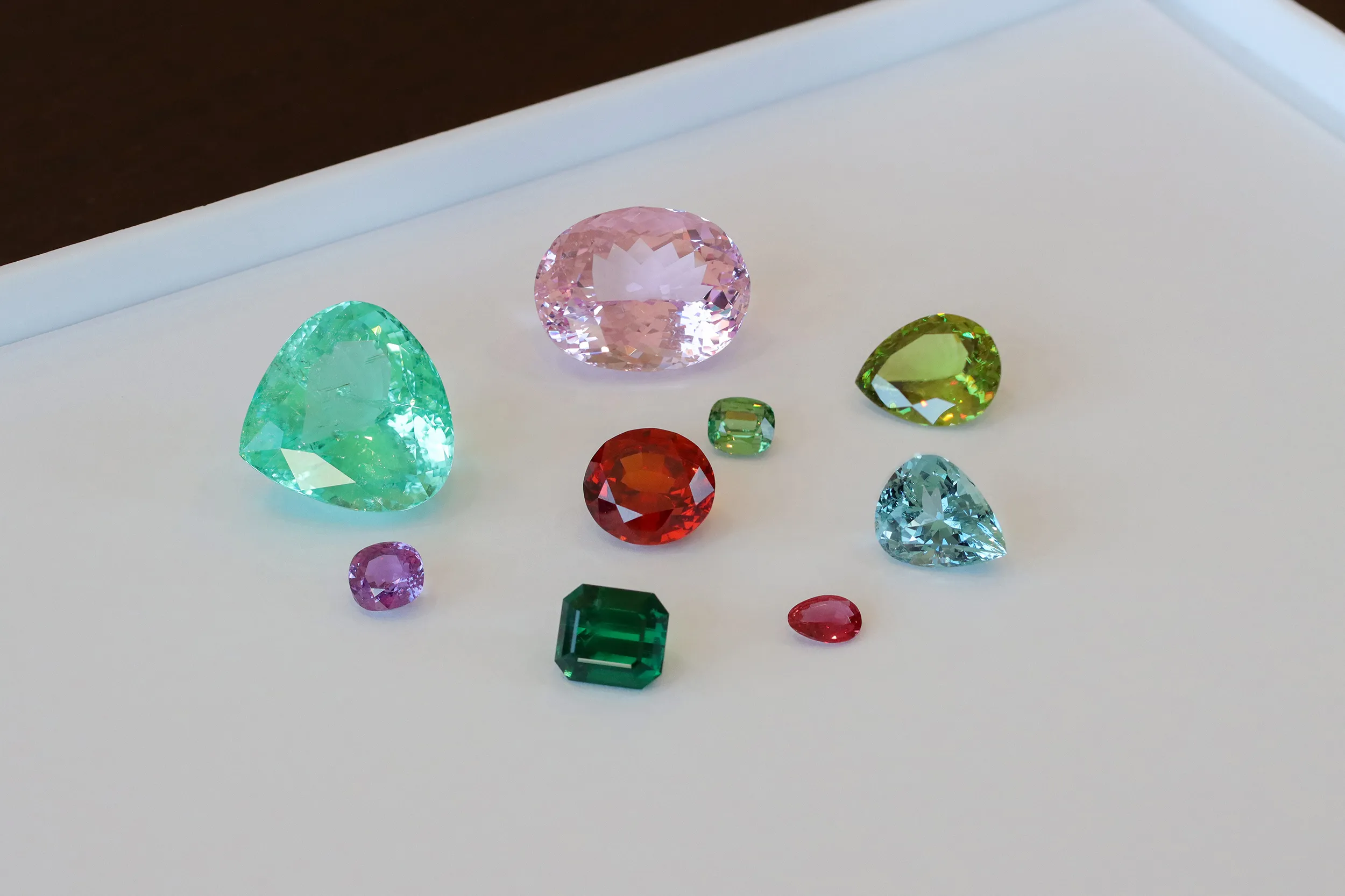 <p>A vibrant selection of coloured gemstones, all hailing from Madagascar, in the Morebelli collection</p>