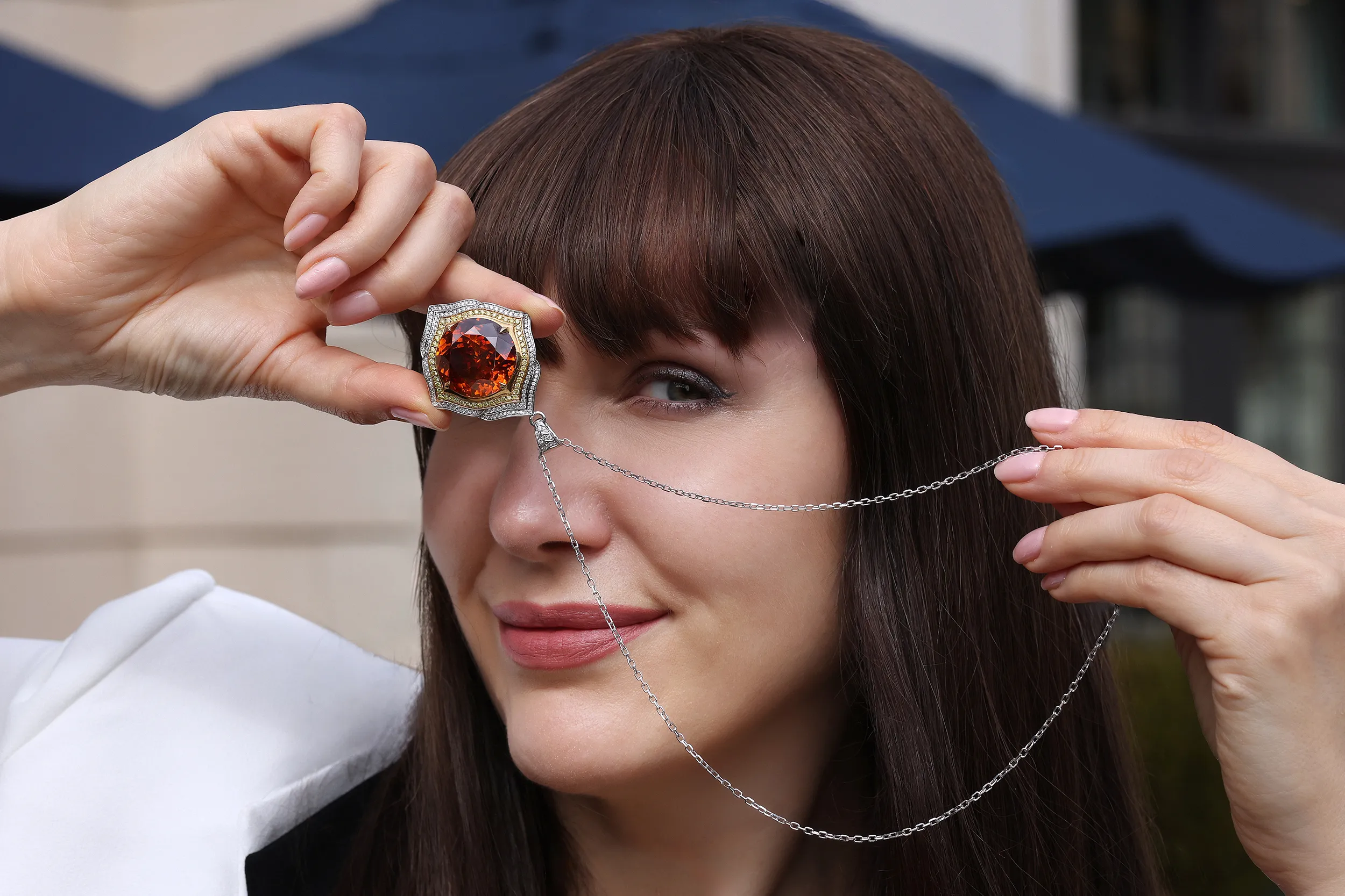 <p>Sphalerite is also known as &#8220;Spanish sunset&#8221; for its radiant orange glow. Cut as a Portuguese round to bring out its inner fire, it is unheated, which means its vivid hue is 100% natural</p>
