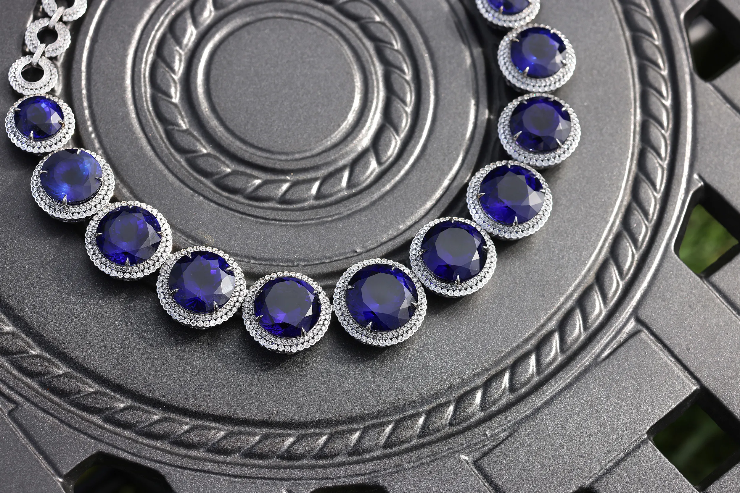 <p>Chromia New York Founder&#8217;s Collection necklace, set with 429.17ct of round tanzanites and 20.16ct of diamonds in 18k white gold</p>
