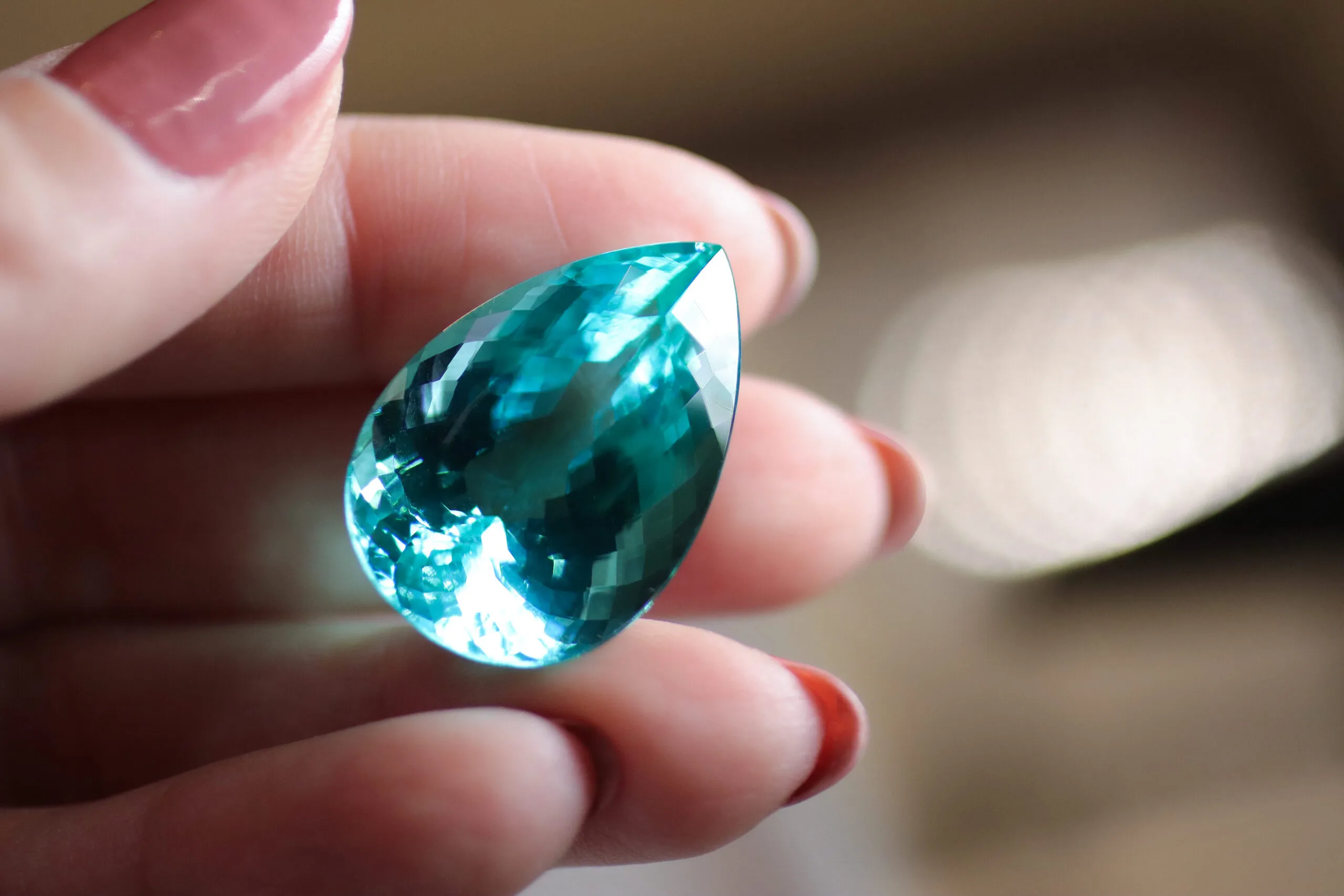 <p>Cut from an old rough gem, this particular Paraíba came from the mine’s original yield</p>
