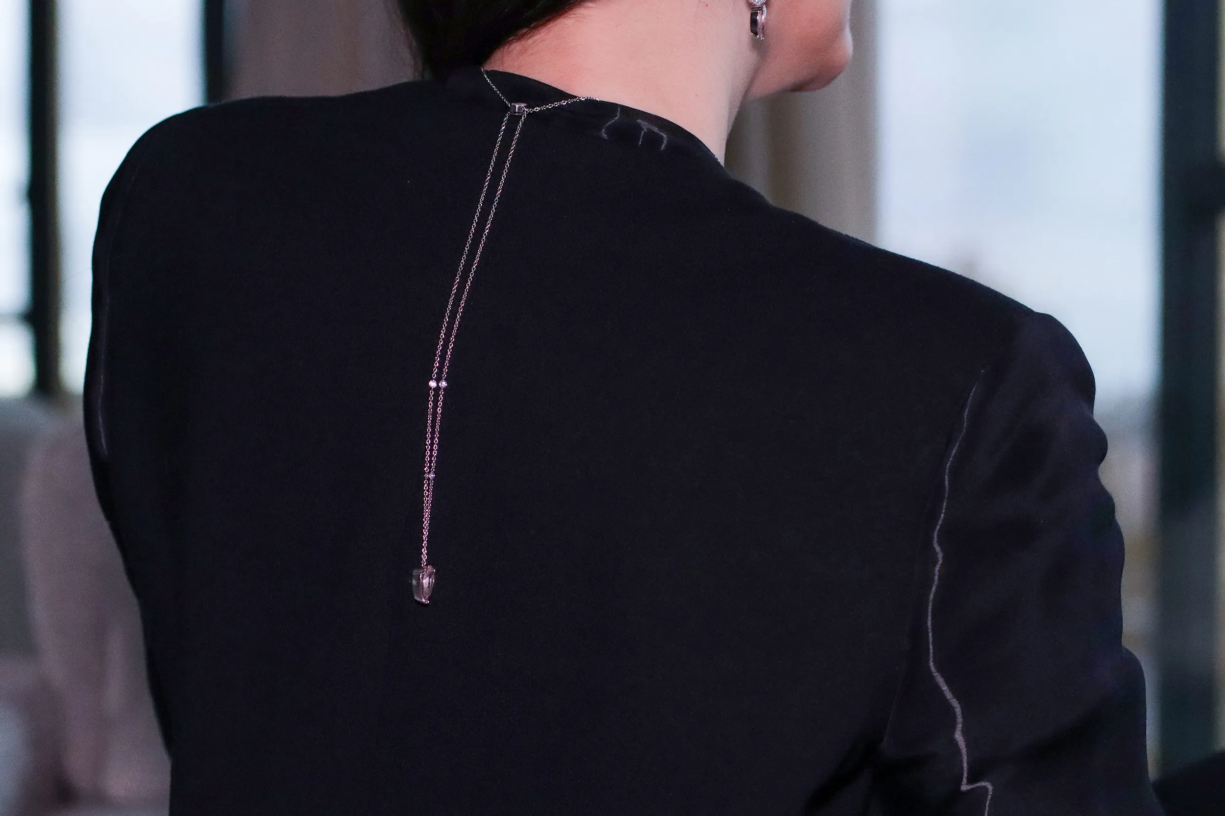 <p><span class="TextRun SCXP42470536 BCX0" lang="EN-US" xml:lang="EN-US" data-scheme-color="@000000,," data-usefontface="true" data-contrast="none"><span class="NormalTextRun SCXP42470536 BCX0">The</span></span> <span class="TextRun SCXP42470536 BCX0" lang="EN-US" xml:lang="EN-US" data-scheme-color="@000000,," data-usefontface="true" data-contrast="none"><span class="NormalTextRun SCXP42470536 BCX0">Drops</span></span> <span class="TextRun SCXP42470536 BCX0" lang="EN-US" xml:lang="EN-US" data-scheme-color="@000000,," data-usefontface="true" data-contrast="none"><span class="NormalTextRun SCXP42470536 BCX0">of Grace morganite necklace offers three </span></span><span class="TextRun SCXP42470536 BCX0" lang="EN-US" xml:lang="EN-US" data-scheme-color="@000000,," data-usefontface="true" data-contrast="none"><span class="NormalTextRun SCXP42470536 BCX0">versatile styling options.</span></span> <span class="TextRun SCXP42470536 BCX0" lang="EN-US" xml:lang="EN-US" data-scheme-color="@000000,1," data-usefontface="true" data-contrast="none"><span class="NormalTextRun SCXP42470536 BCX0">Katerina wears it with one </span></span><span class="TextRun SCXP42470536 BCX0" lang="EN-US" xml:lang="EN-US" data-scheme-color="@000000,1," data-usefontface="true" data-contrast="none"><span class="NormalTextRun SCXP42470536 BCX0">strand draping down the back</span></span><span class="LineBreakBlob BlobObject SCXP42470536 BCX0"><span class="SCXP42470536 BCX0">​</span><br class="SCXP42470536 BCX0" /></span><span class="EOP SCXP42470536 BCX0">​</span></p>
