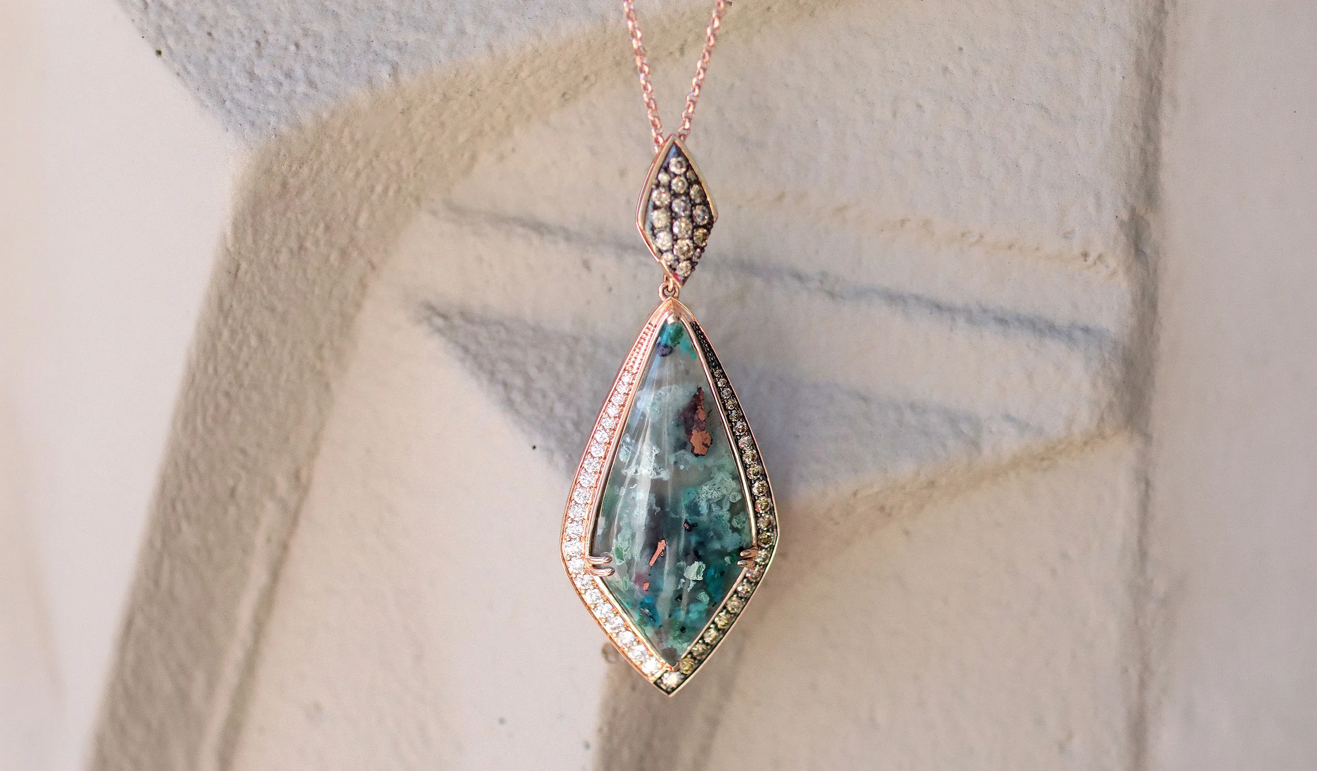 <p>A striking Le Vian Aquadite® pendant showcased at the Centurion Jewelry Show in February</p>