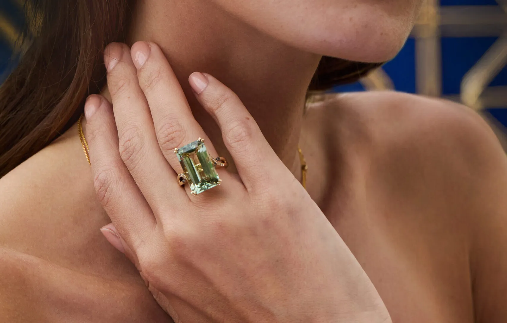 <p>Le Vian ring with an emerald-cut Mint Julep Quartz™ inspired by the Art Deco period, part of the Patriotism Americana chapter of the 2026 Trend Forecast</p>