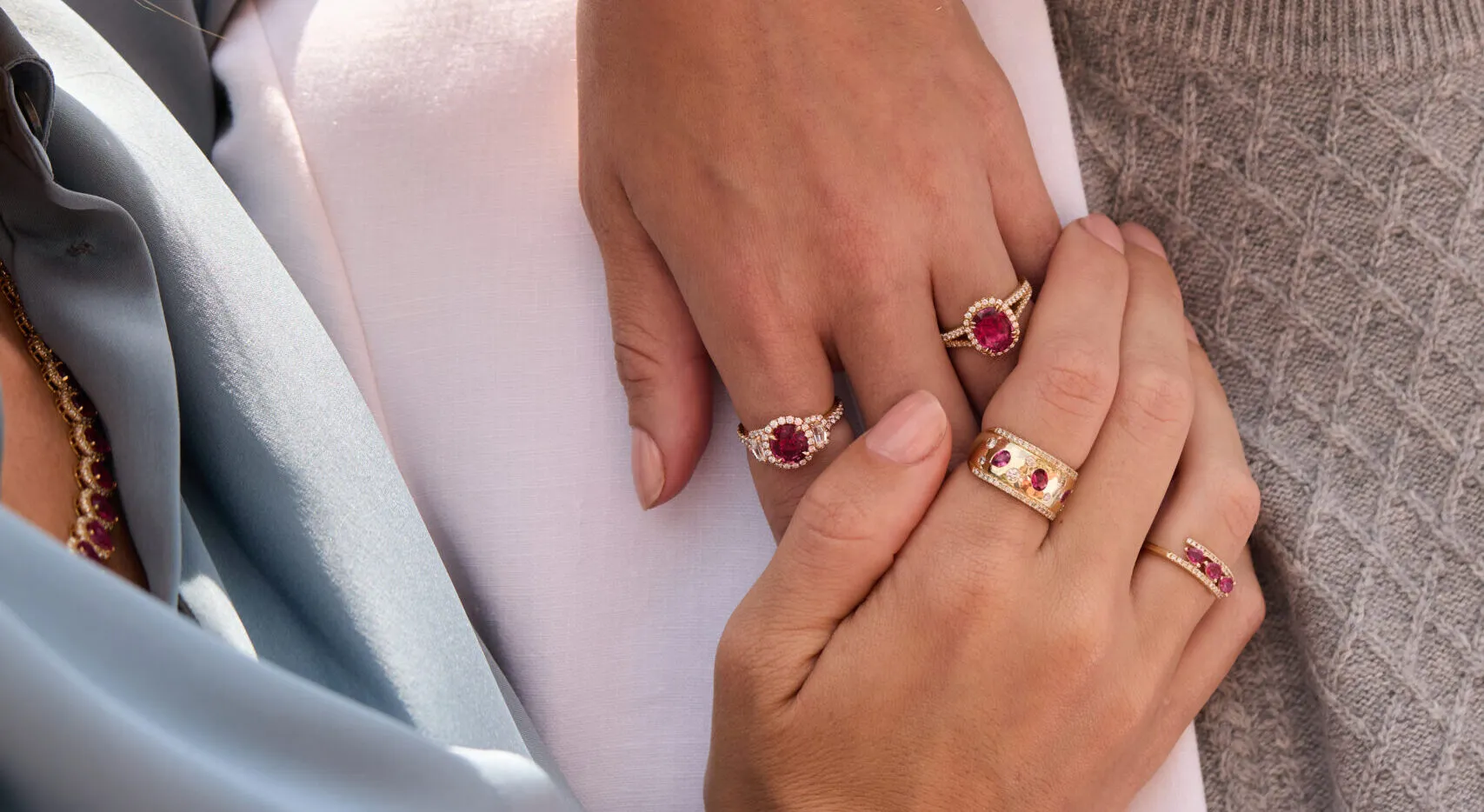<p>A model wears Passion Ruby™ and Pomegranate Garnet™ jewellery creations by Le Vian, part of the Devotion – A Le Vian Love Story chapter of the 2026 Trend Forecast</p>