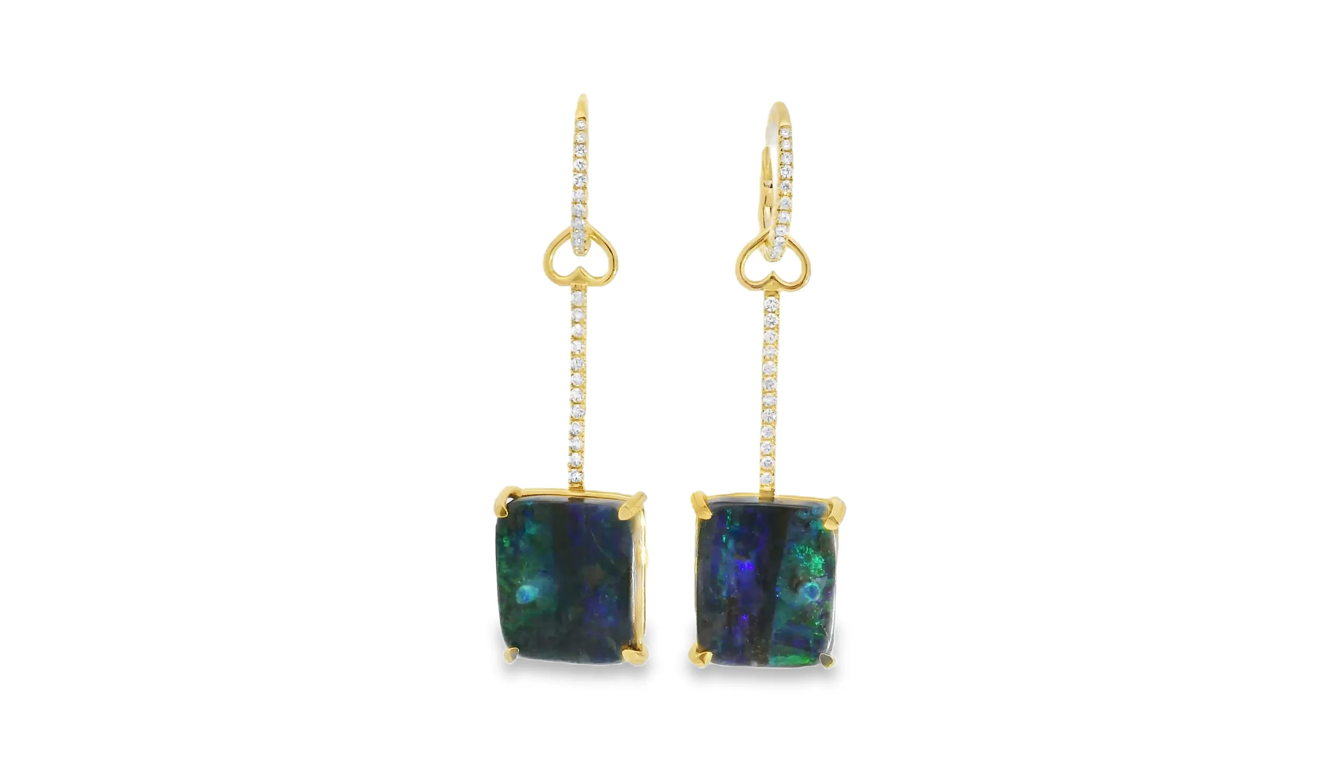 <p>Lisa Nik earrings from the Earth &amp; Sea collection, set with 18.33 carats of boulder opal and diamonds in 18k yellow gold</p>
