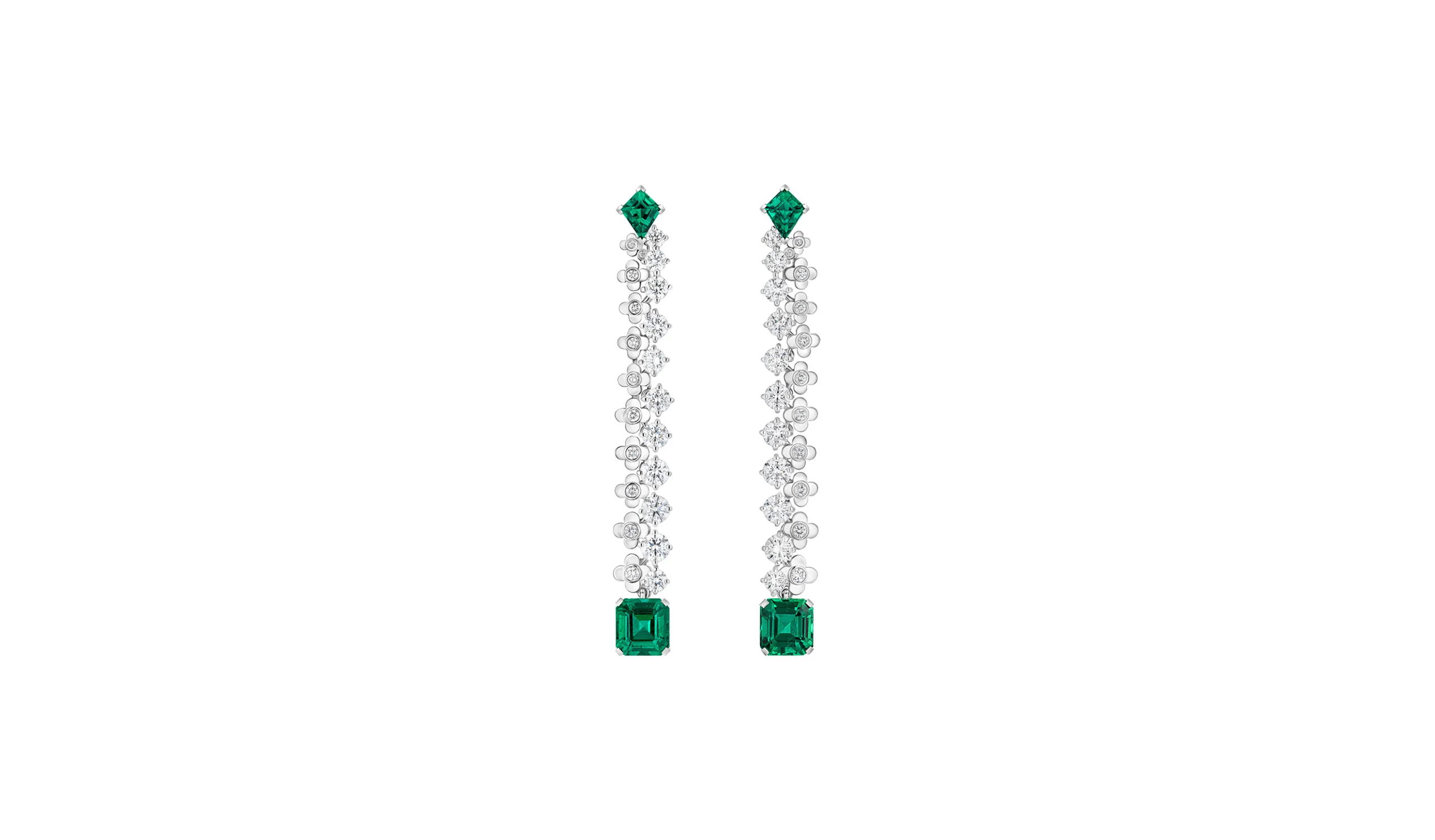 <p>A second pair of Mesmerism high jewellery earrings, set with emeralds and diamonds</p>
