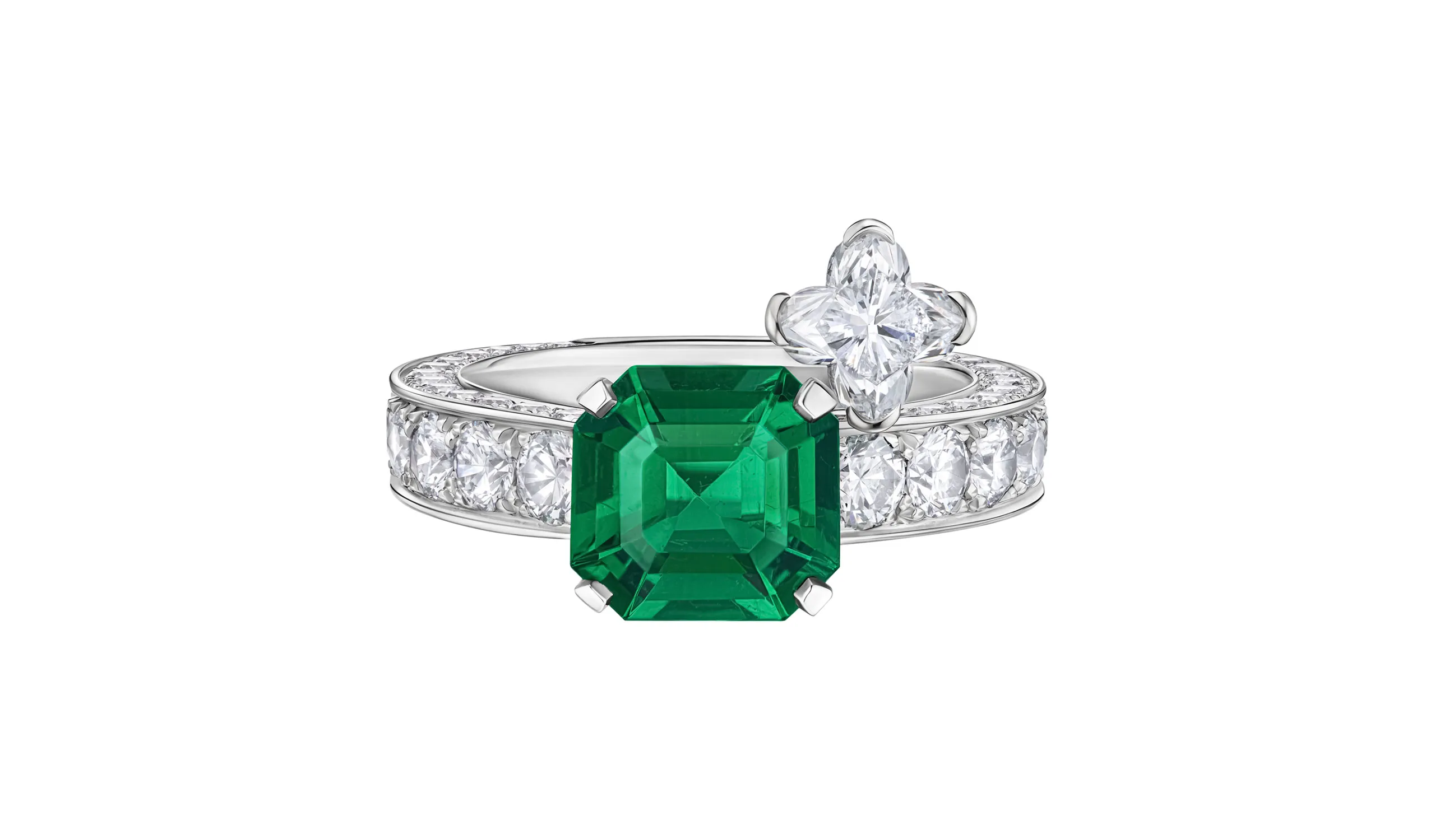 <p>A second Mesmerism emerald and diamond jewellery ring</p>
