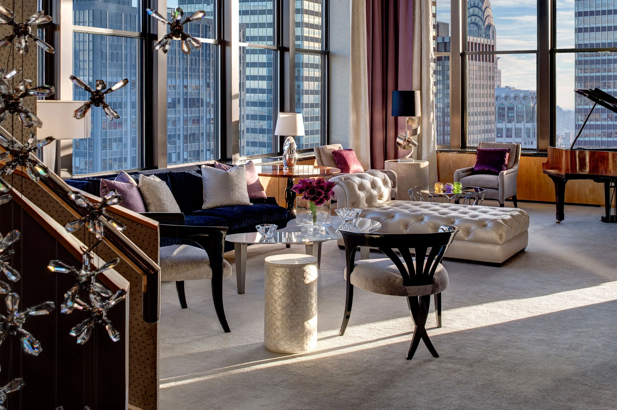 The sumptuous living room in the Martin Katz Jewel Suite