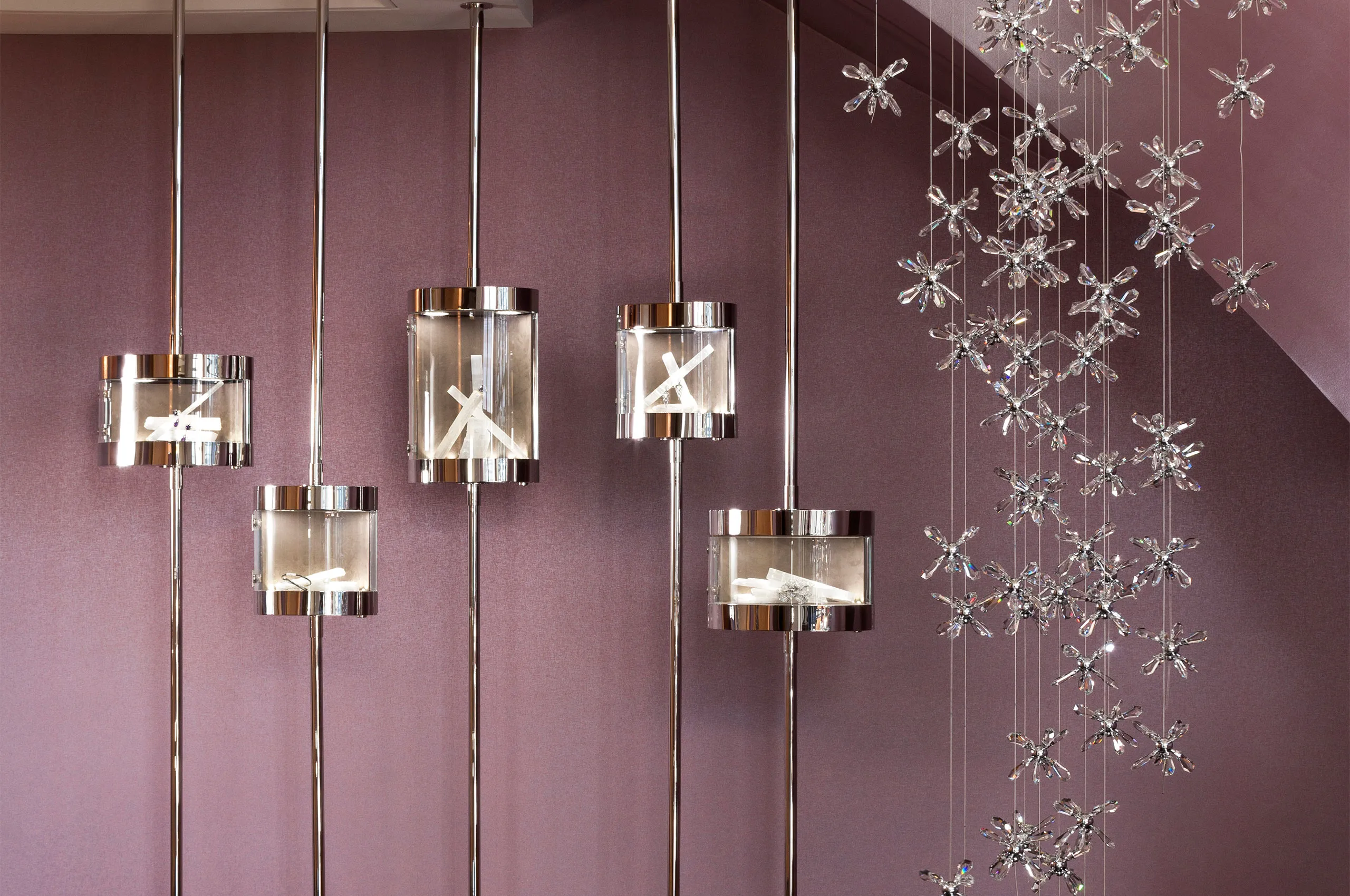 Sparkling vitrines in the Jewel Suite showcasing more than $1.5 million worth of Martin Katz jewellery