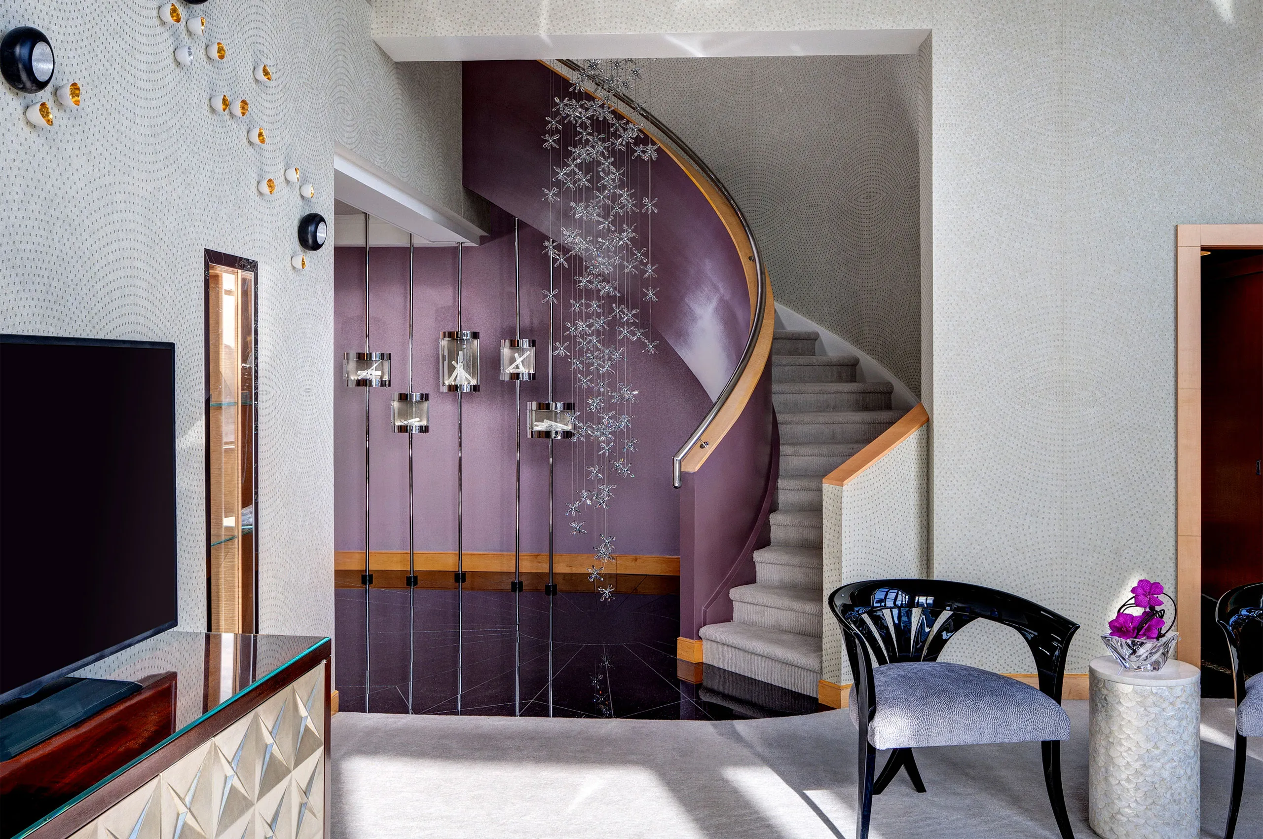 The staircase in the Jewel Suite, which is spread over three storeys