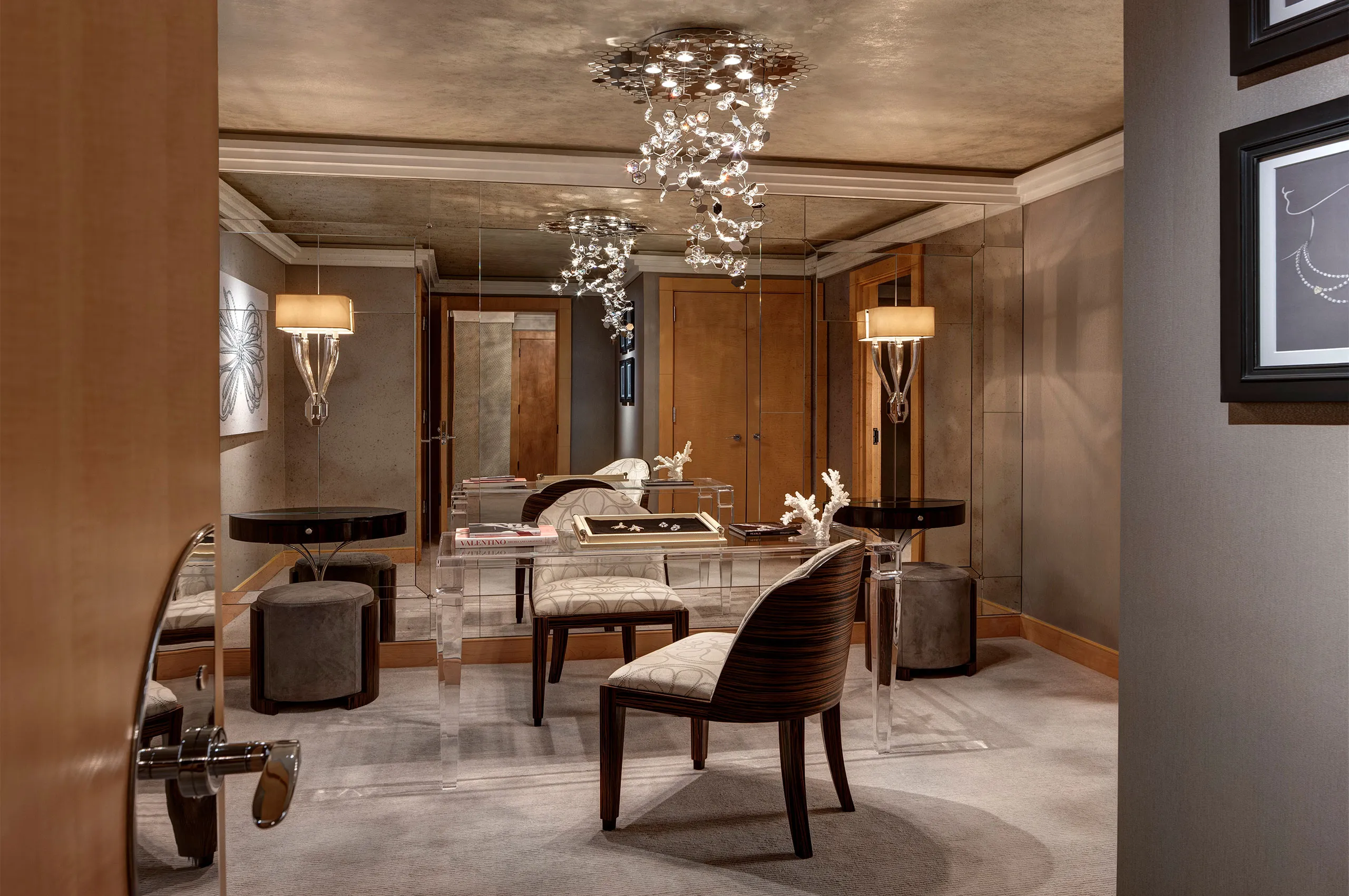 The viewing room in Katz’s Jewel Suite at the Lotte New York Palace hotel