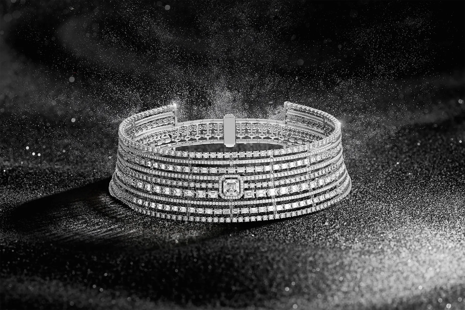 <p>Messika diamond choker from ‘Flappers’ collection with asscher, step and brilliant cut diamonds</p>