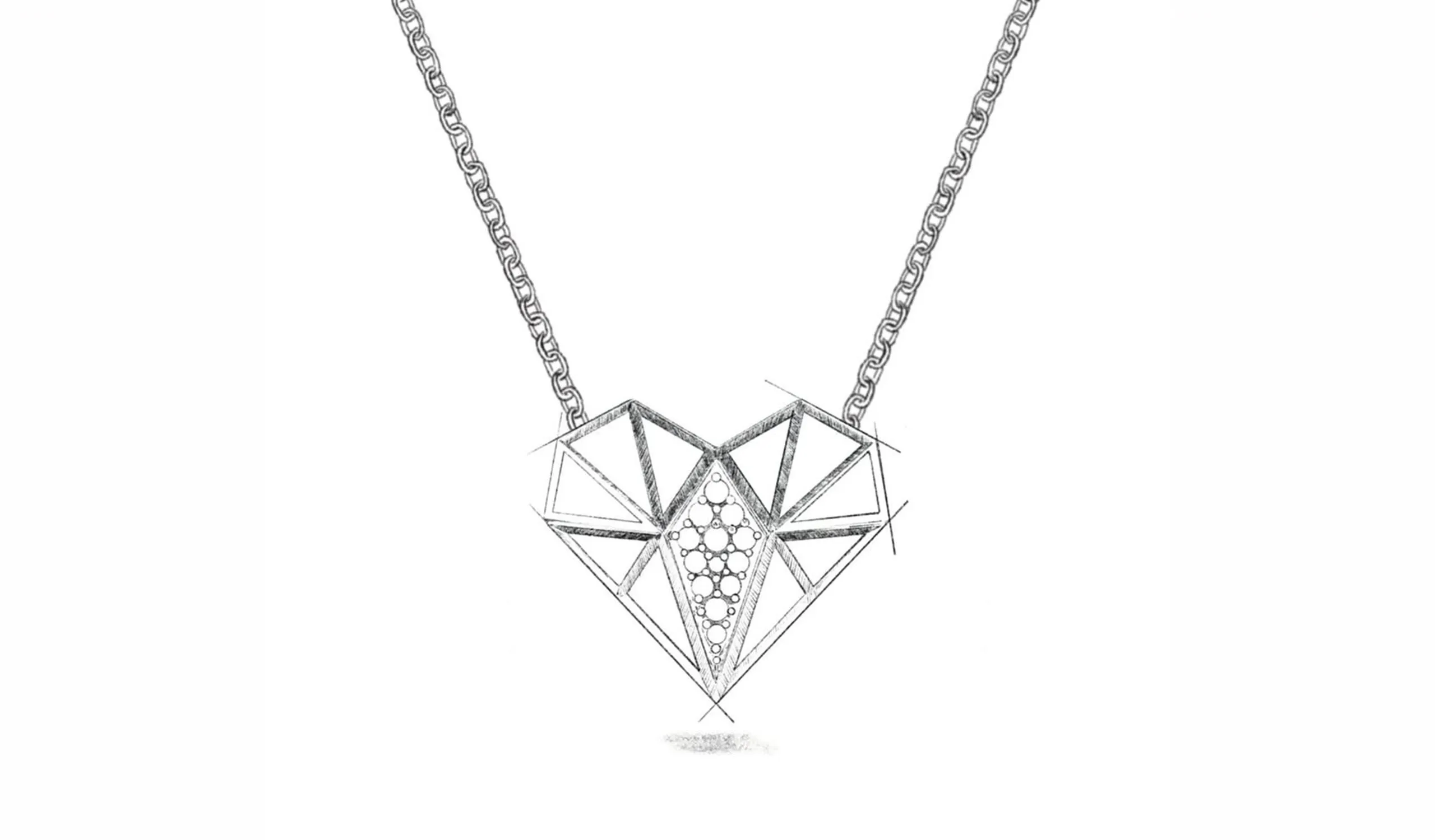 <p>The Vol O Vent Heart necklace in 18k white gold and diamonds – a sculpted expression of love, reimagined with geometry and grace</p>
