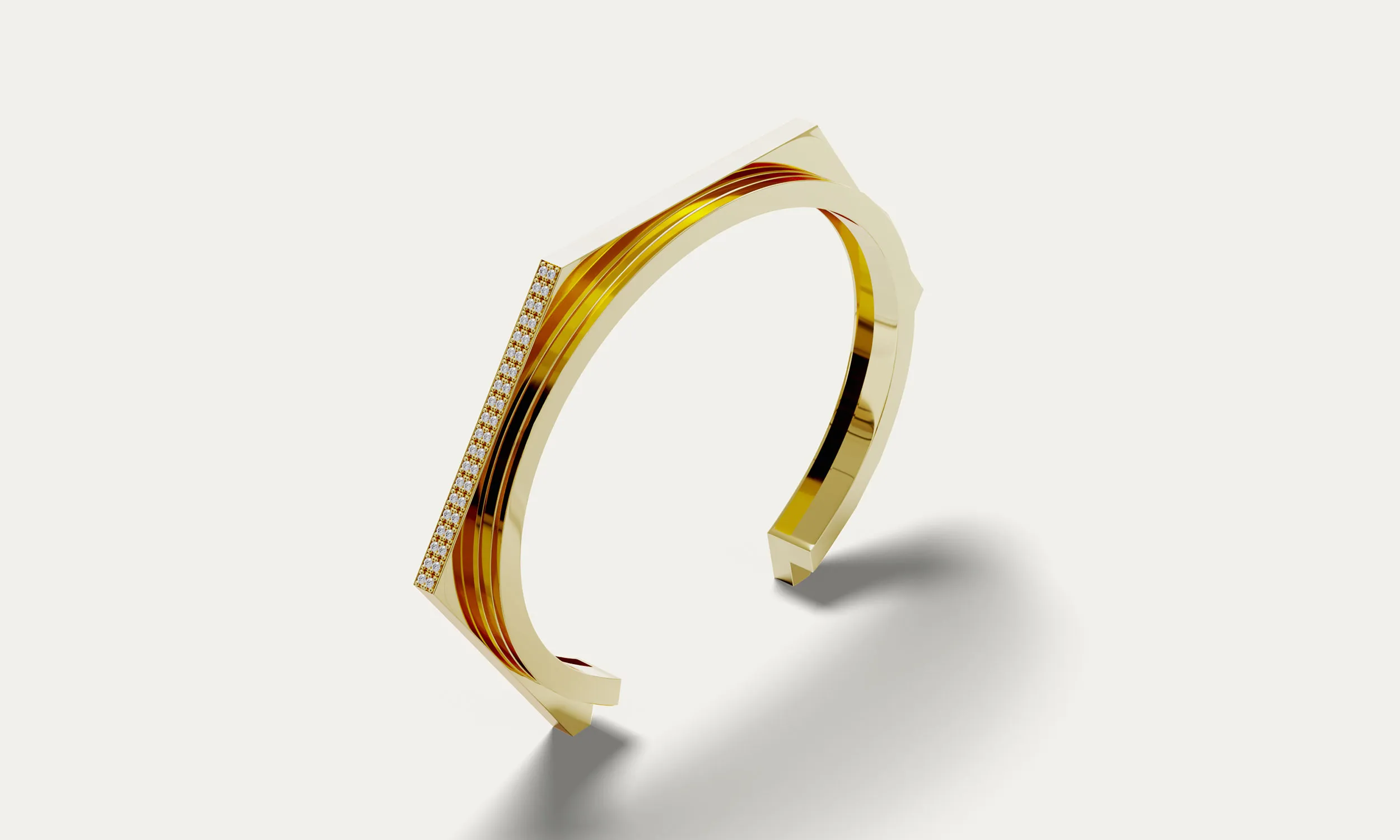 <p>NTERDI Nut bangle in 18k yellow gold and diamonds</p>
