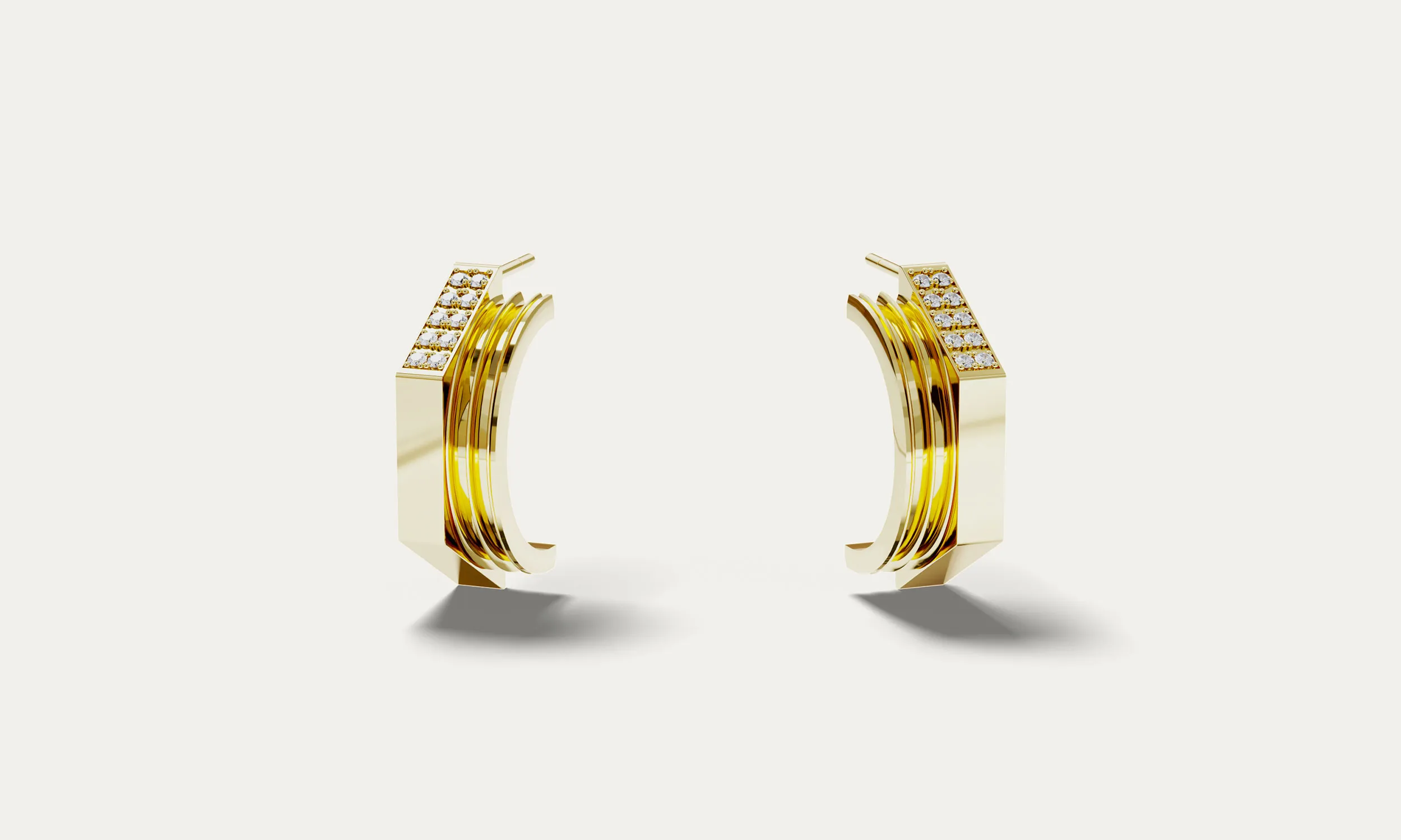 <p>NTERDI Nut hoop earrings in 18k yellow gold and diamonds</p>

