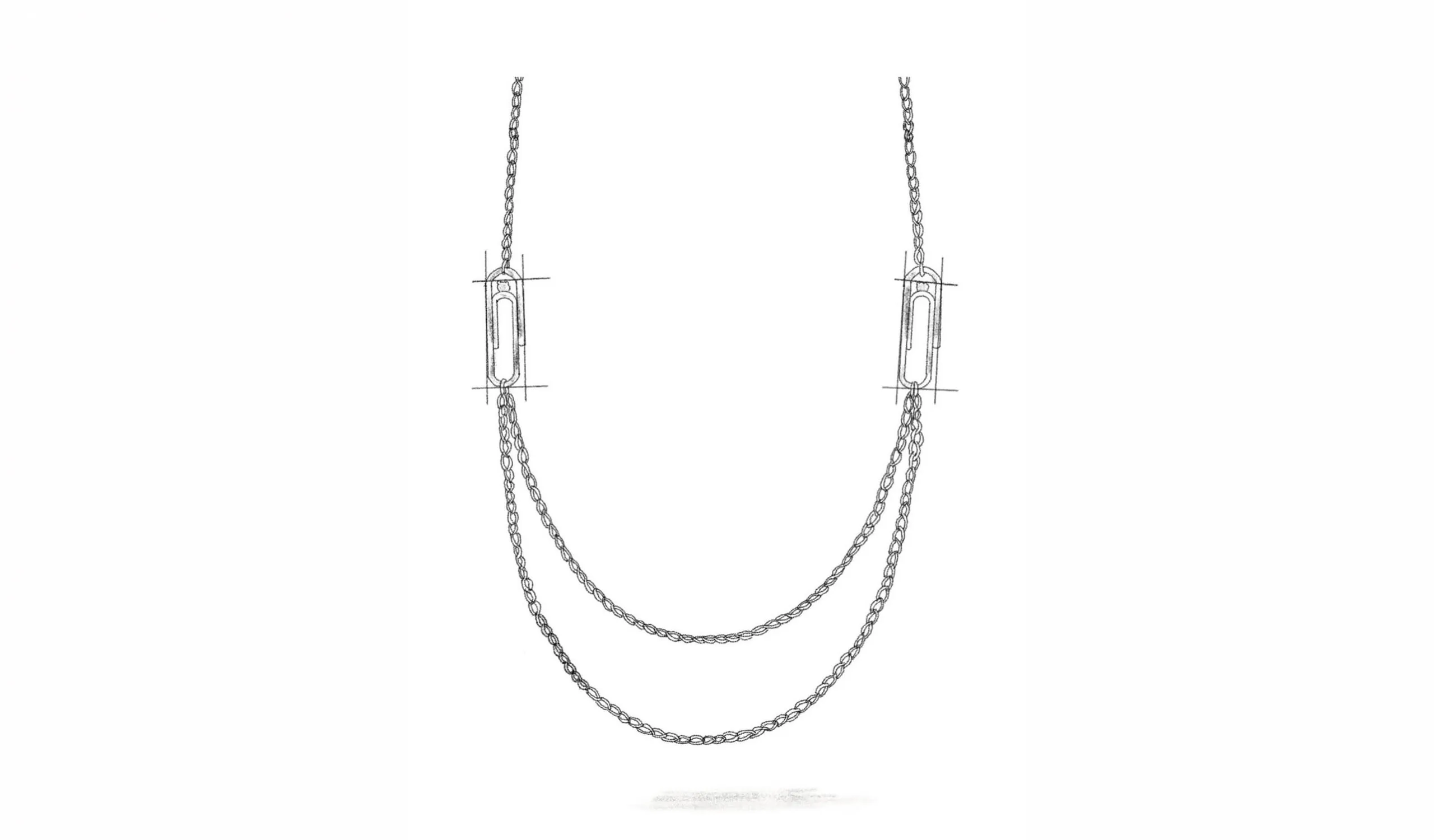 <p>A sketch of the Clip double chain necklace</p>
