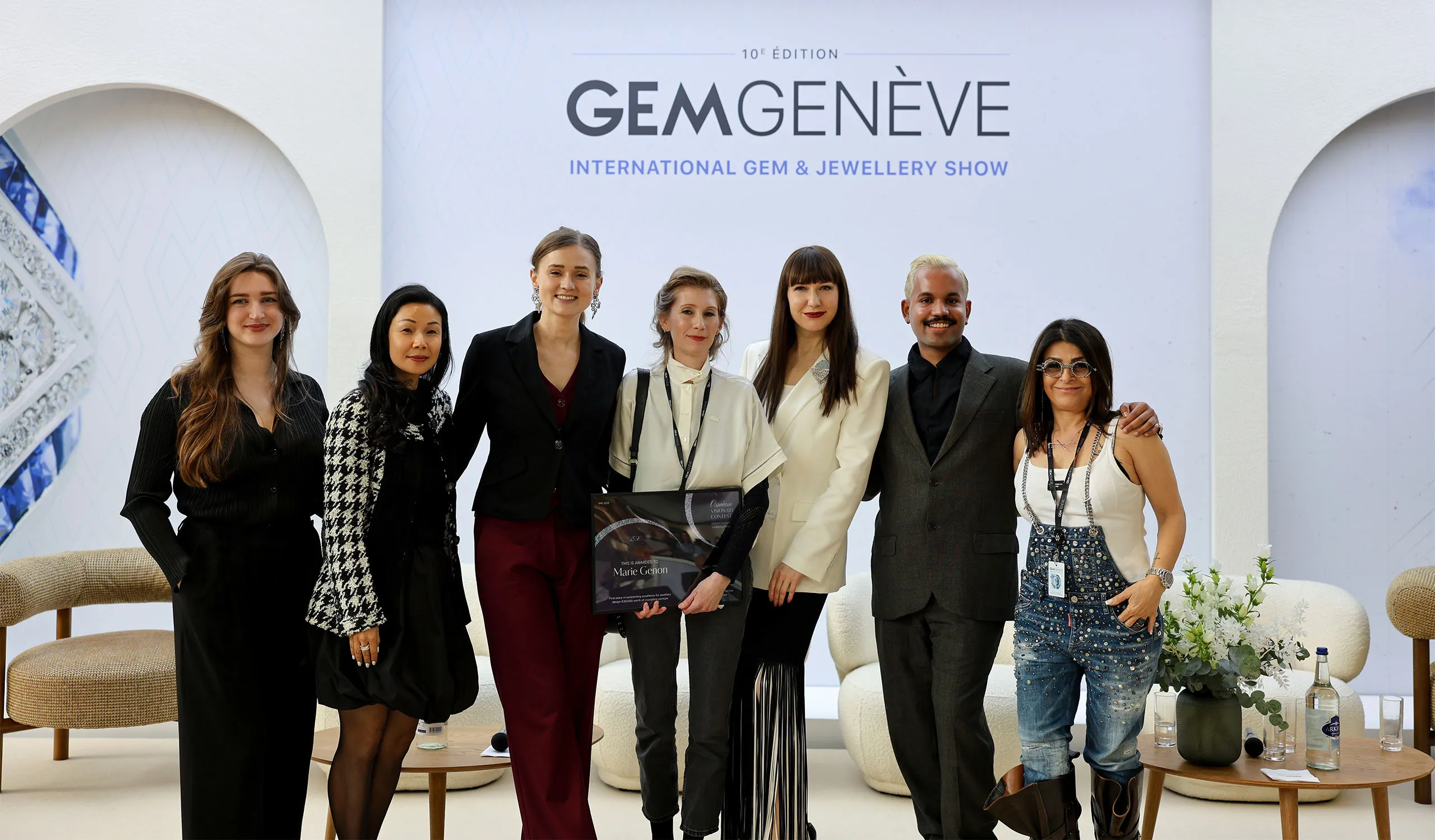 <p>Katerina with Marie Genon (centre), who was crowned winner in the Osmium Visionary Contest</p>