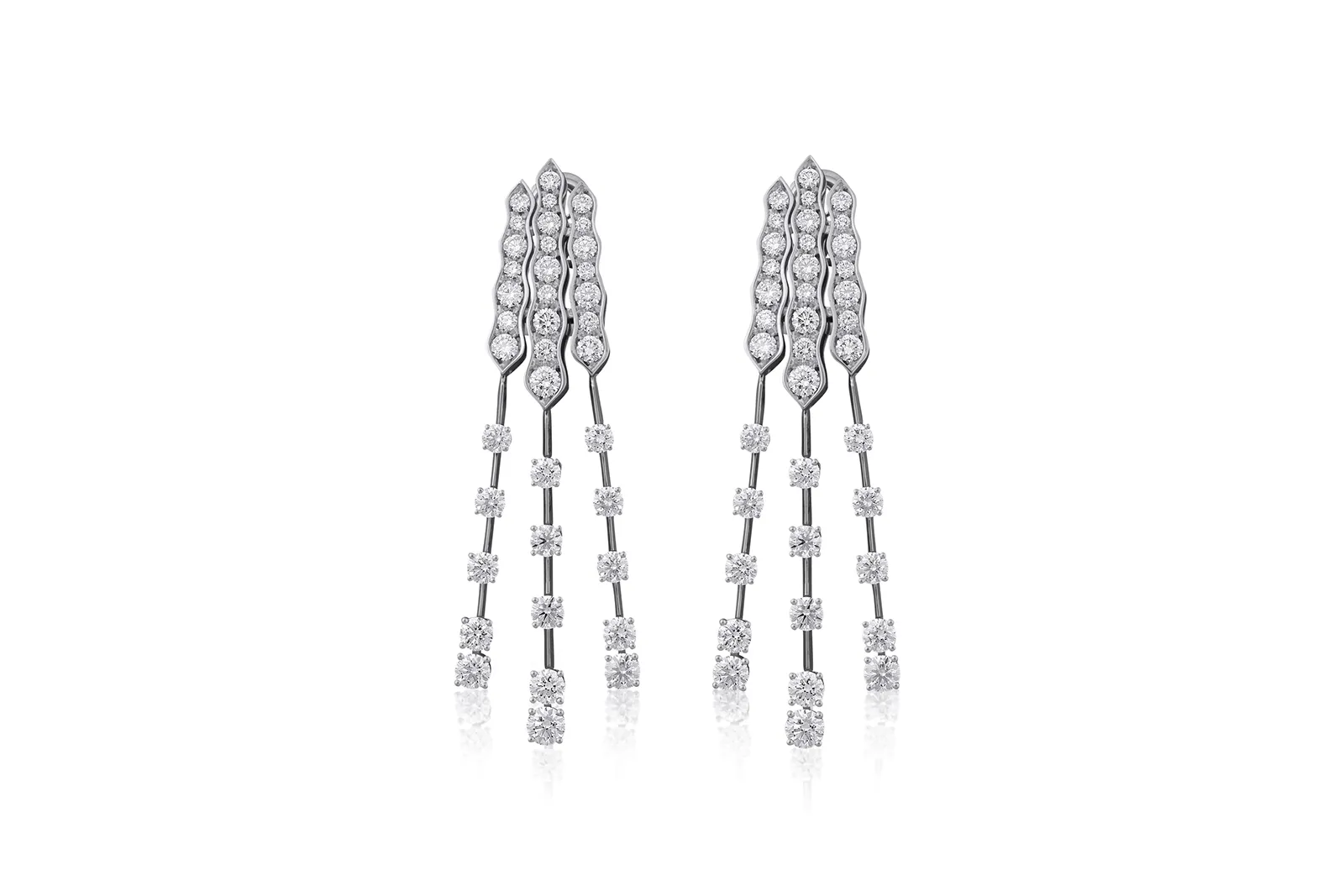 <p>The Picchiotti Waves earrings from the Picchiotti Classics collection with 11.25 carats of round brilliant-cut diamonds set in 18k white gold </p>

