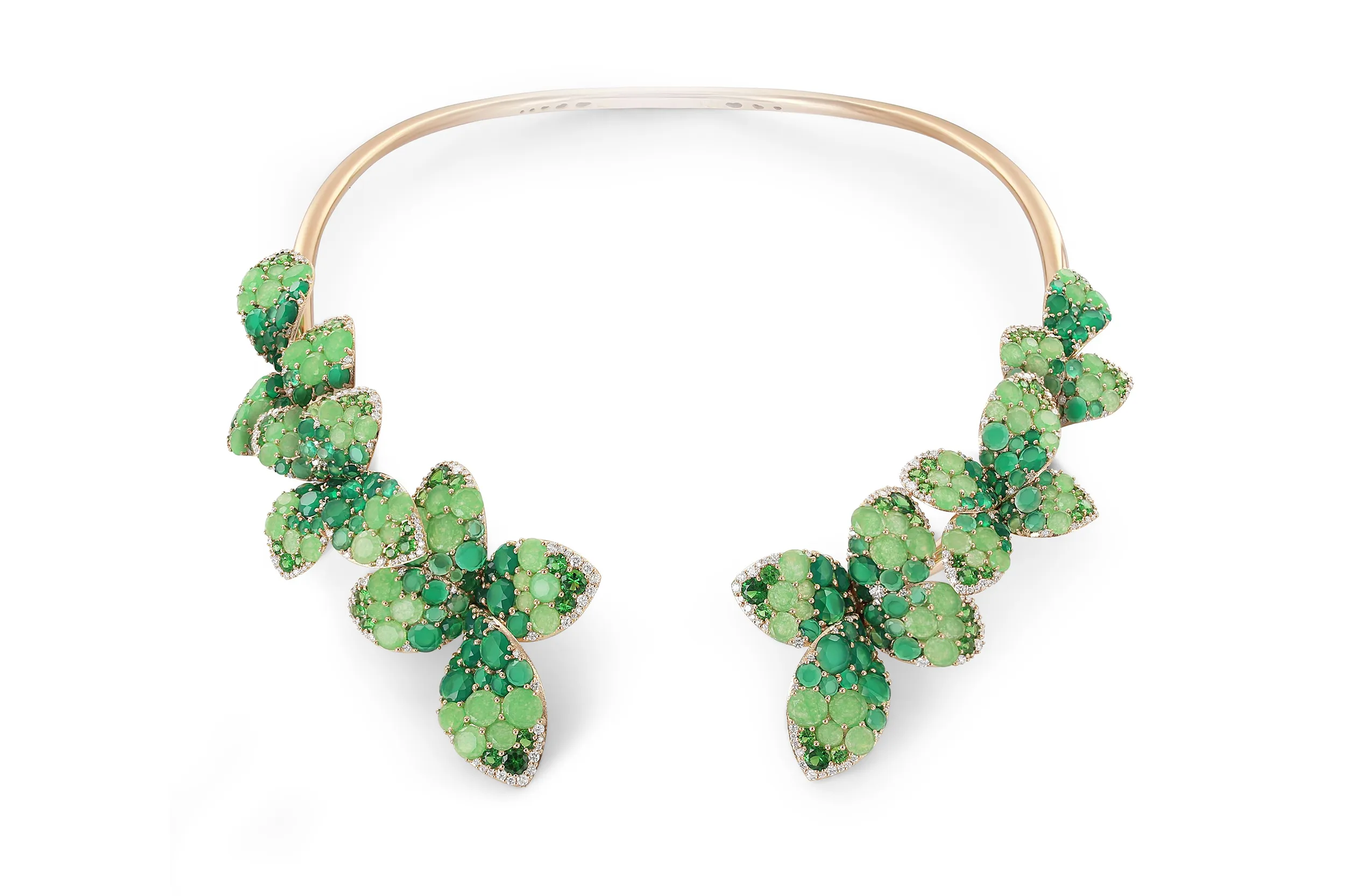 <p>Pasquale Bruni ‘Giardini Segreti’ collection necklace in rose gold with jade, green agate, tsavorites and diamonds</p>