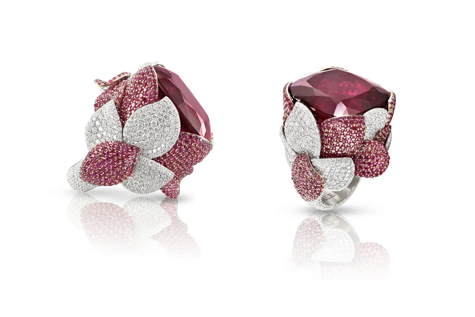 <p>Pasquale Bruni ‘Vento Atelier’ collection ring in white gold, rubellites, rubies and diamonds</p>