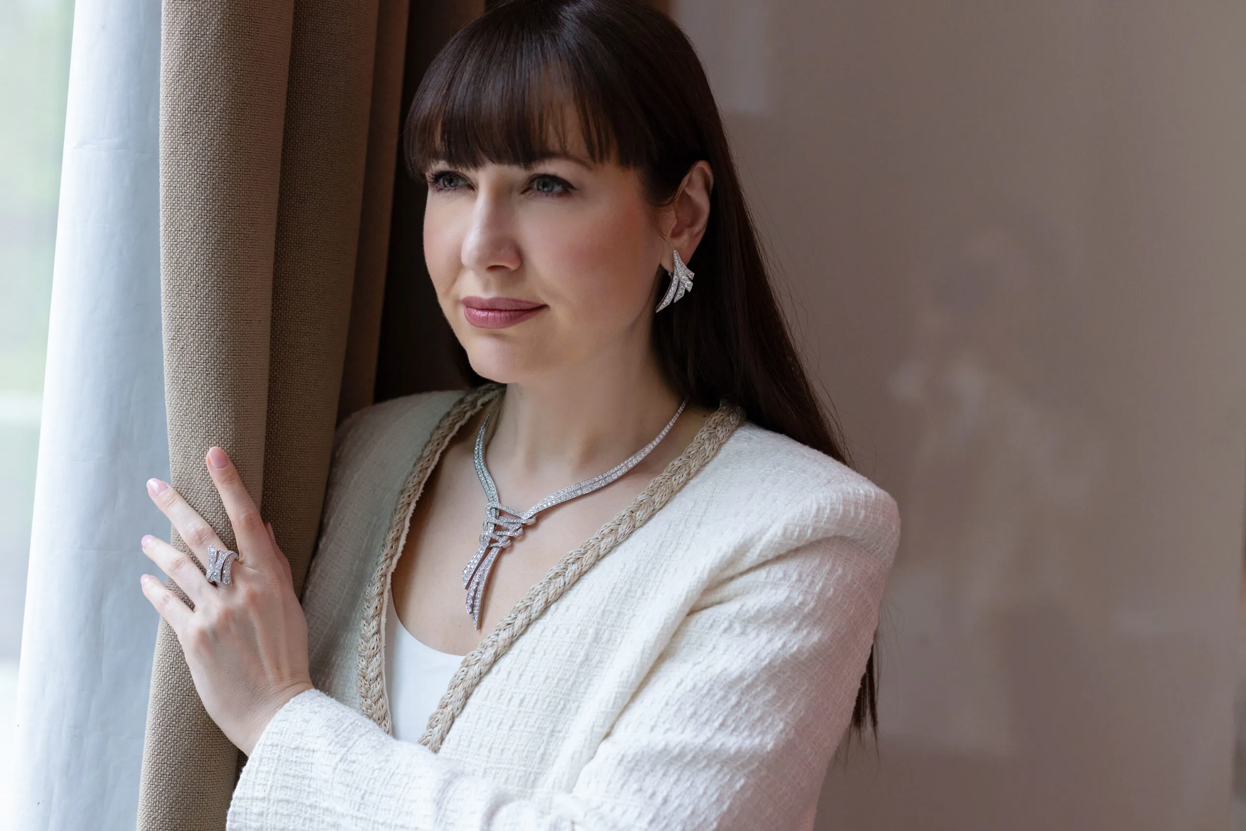 <p>Katerina wears the new Picchiotti Classics Diamond Embrace high jewellery suite</p>
