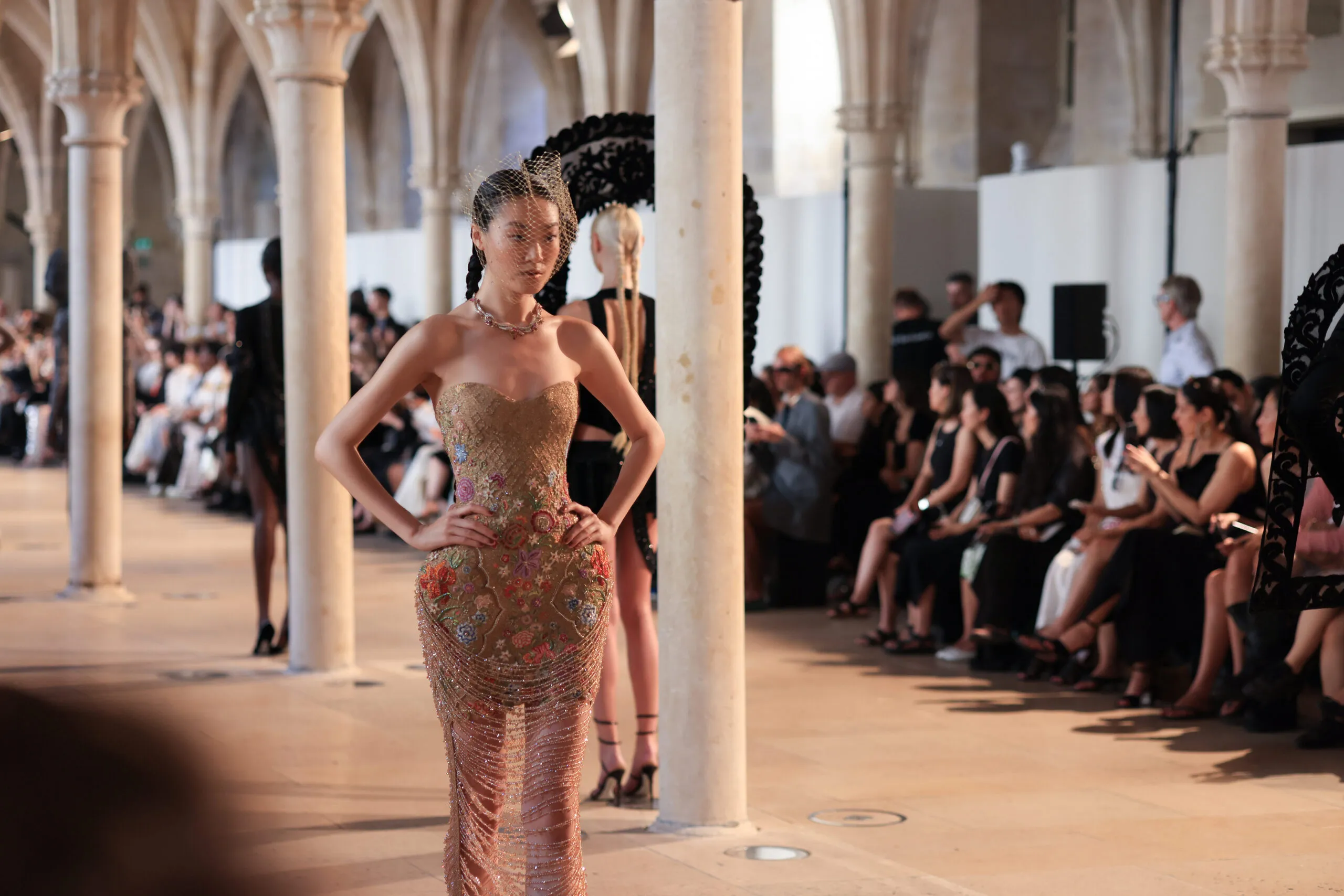 Garments in soft skin tones became the canvas for Rahul’s signature hand embroidery