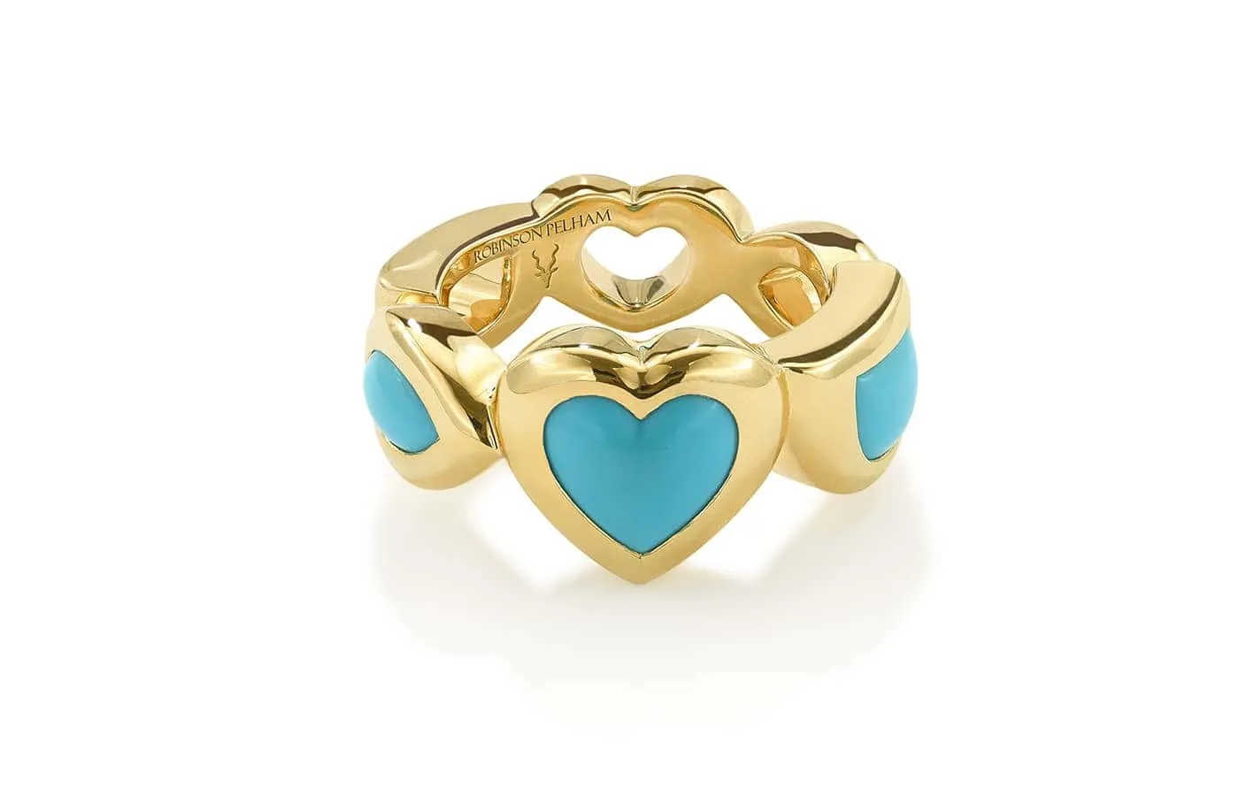 <p>Robinson Pelham Large Turquoise Eye Love U ring in 18k yellow gold set with 2.20 carats of turquoise</p>