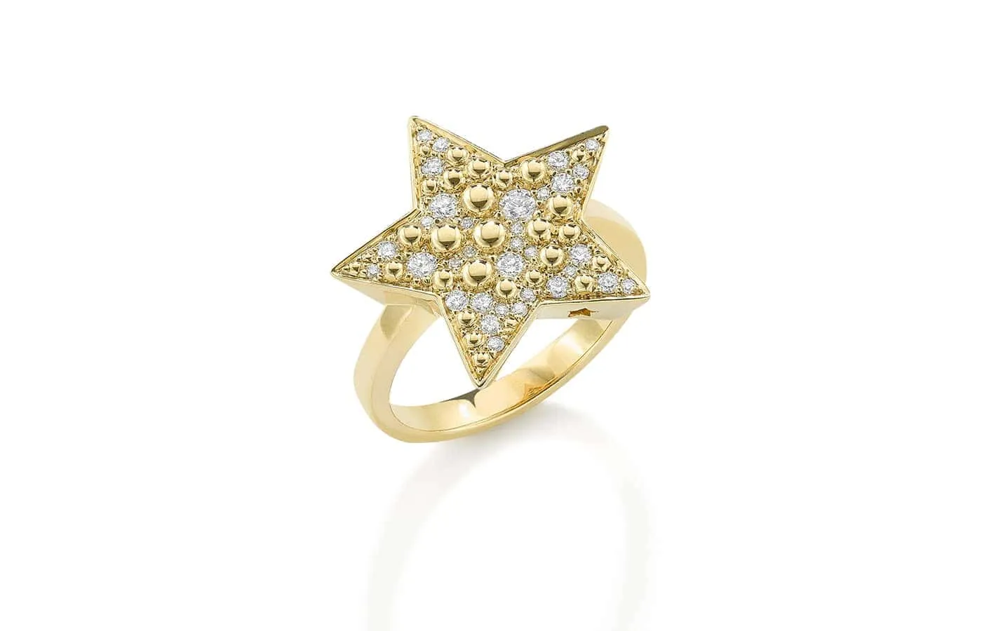 <p>Robinson Pelham Vega Gold Bobble ring with diamonds in 14k yellow gold</p>