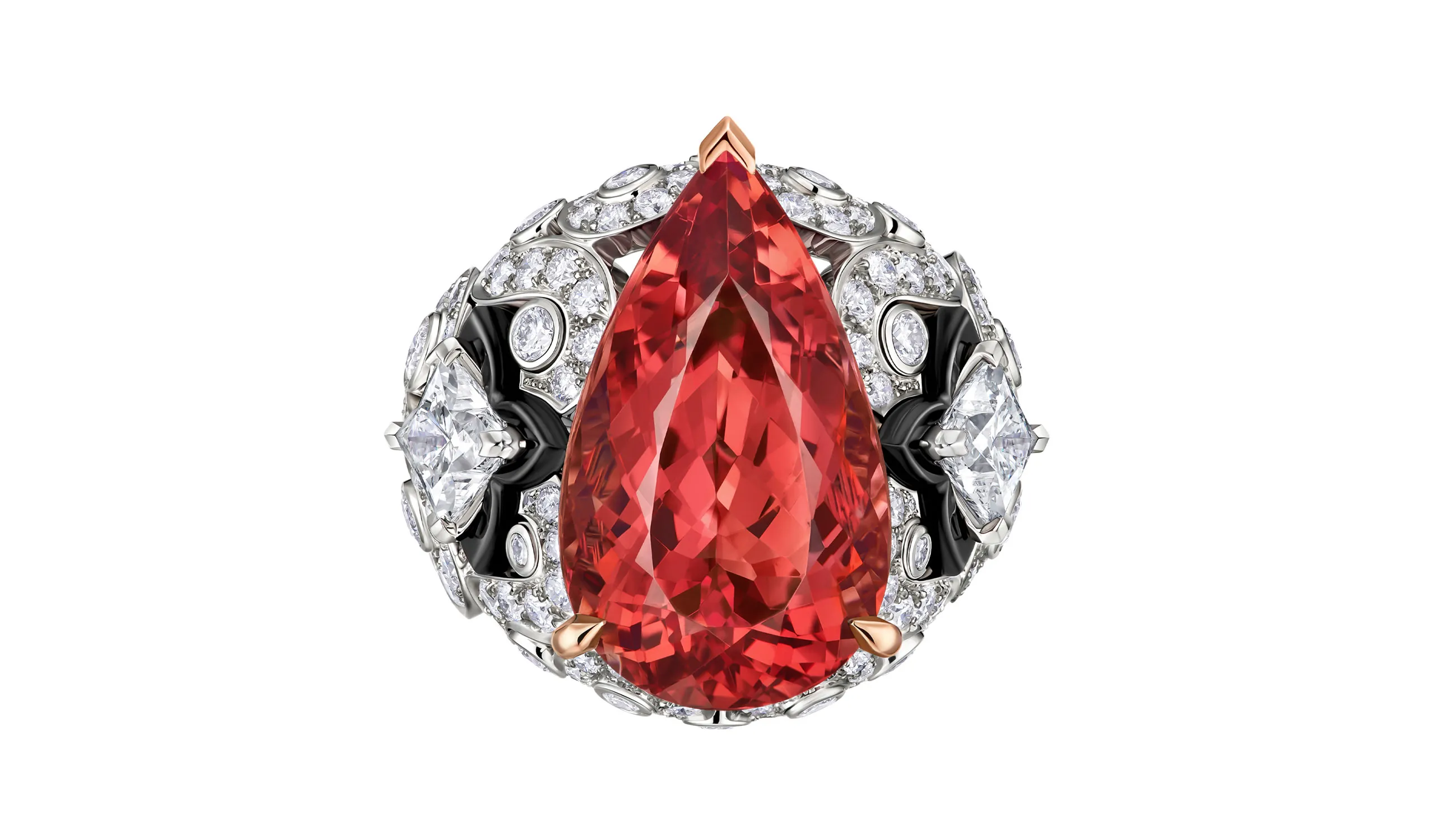 <p>A third Spell high jewellery ring, set with a pear-shape Imperial topaz, diamonds and onyx</p>
