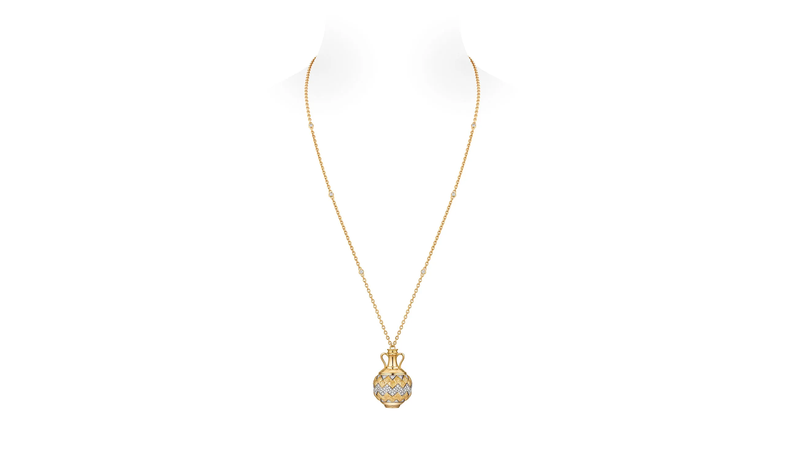 <p>The second Totem pendant in 18k white and yellow gold with diamonds</p>
