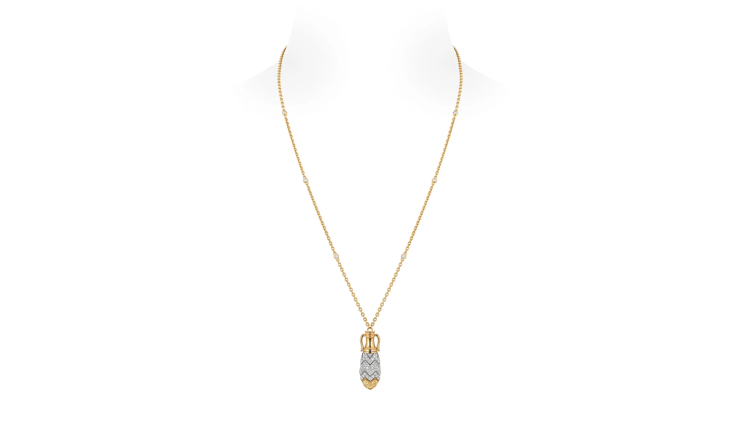 <p>A Totem pendant in 18k white and yellow gold with diamonds</p>
