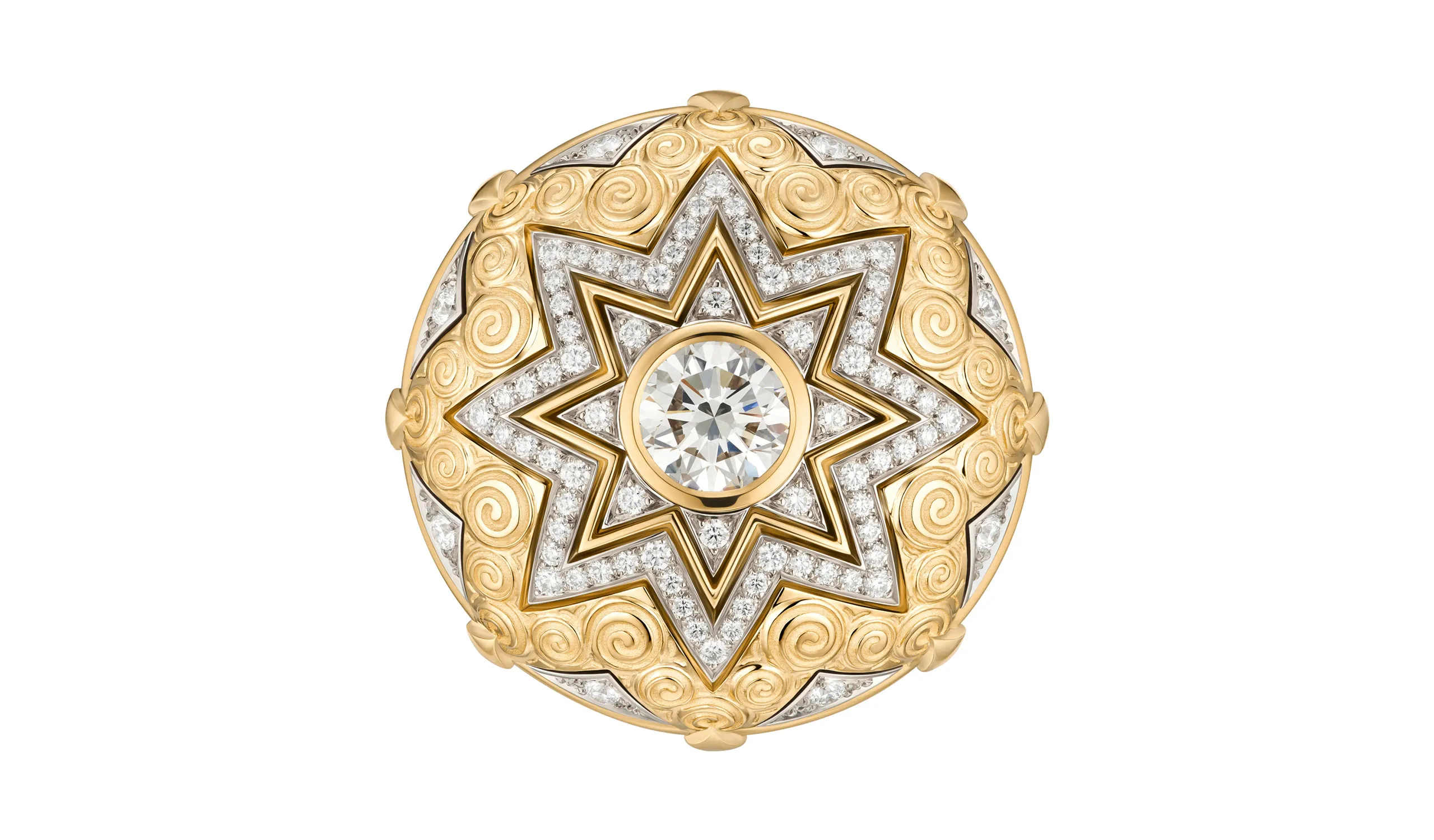<p>A Totem high jewellery ring in 18k white and yellow gold with diamonds</p>
