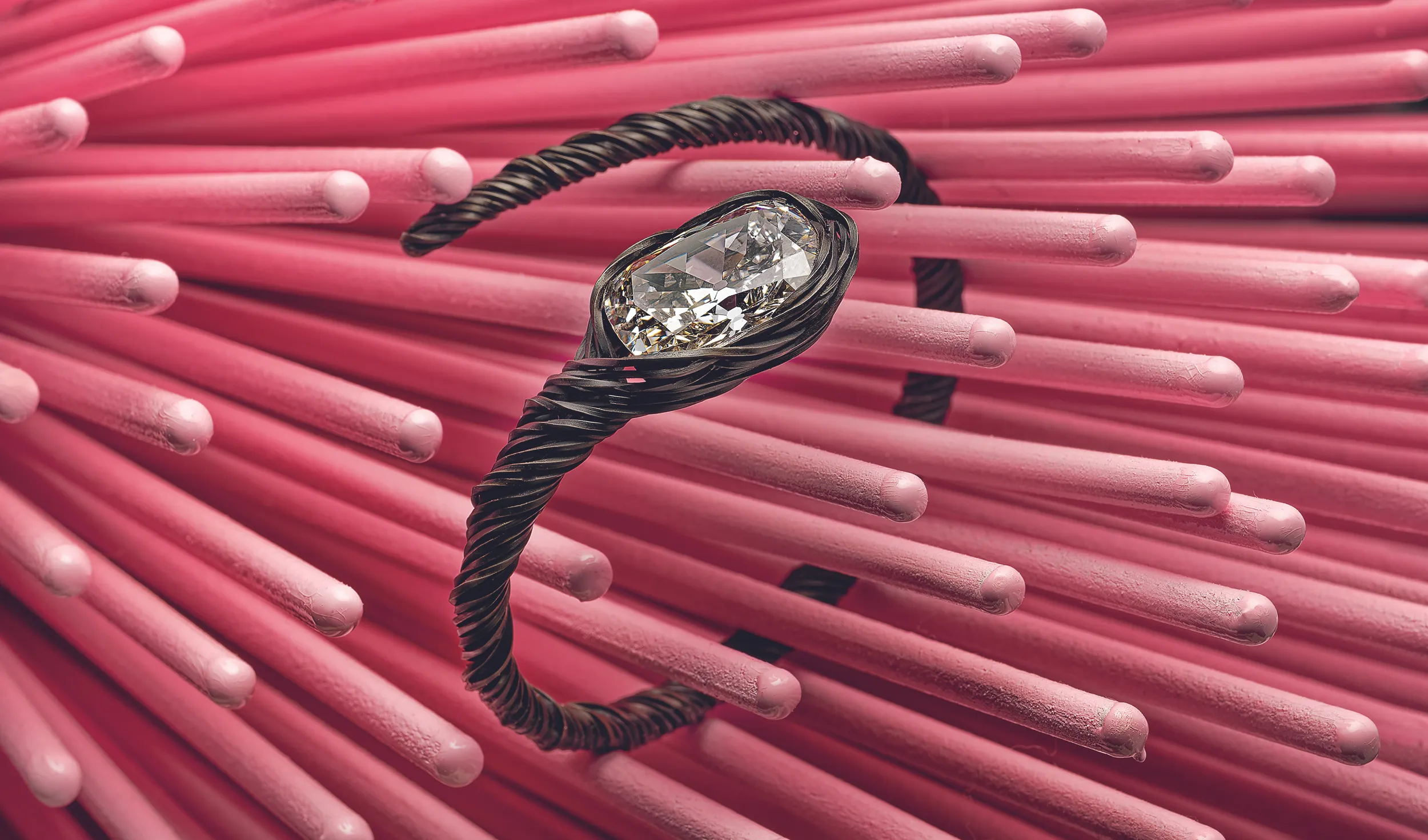 <p>Hemmerle also takes its place in the spotlight, alongside a remarkable 16 carat diamond bracelet crafted by the house in 2023 from iron and white gold</p>
