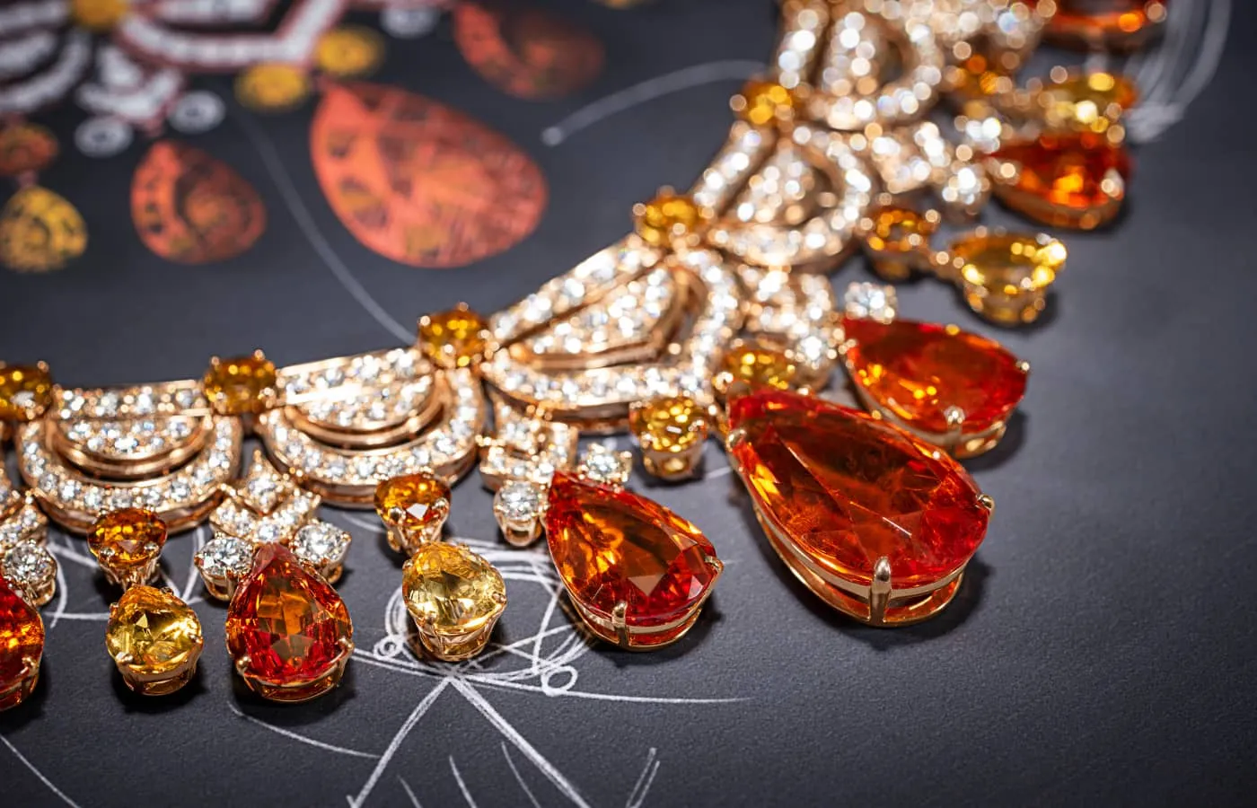 <p>The Oriental Fantasy necklace in the East Meets West chapter of the Bulgari Mediterranea High Jewellery Collection features nine Mandarin garnets of more than 90 carats</p>