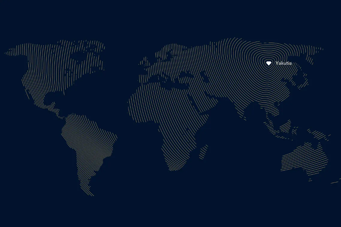 <p>The Romanovs rough diamond was recovered from Nyurbinskaya kimberlite pipe some 200 km northwest of Nyurba town and 320 km northeast of Mirny town</p>