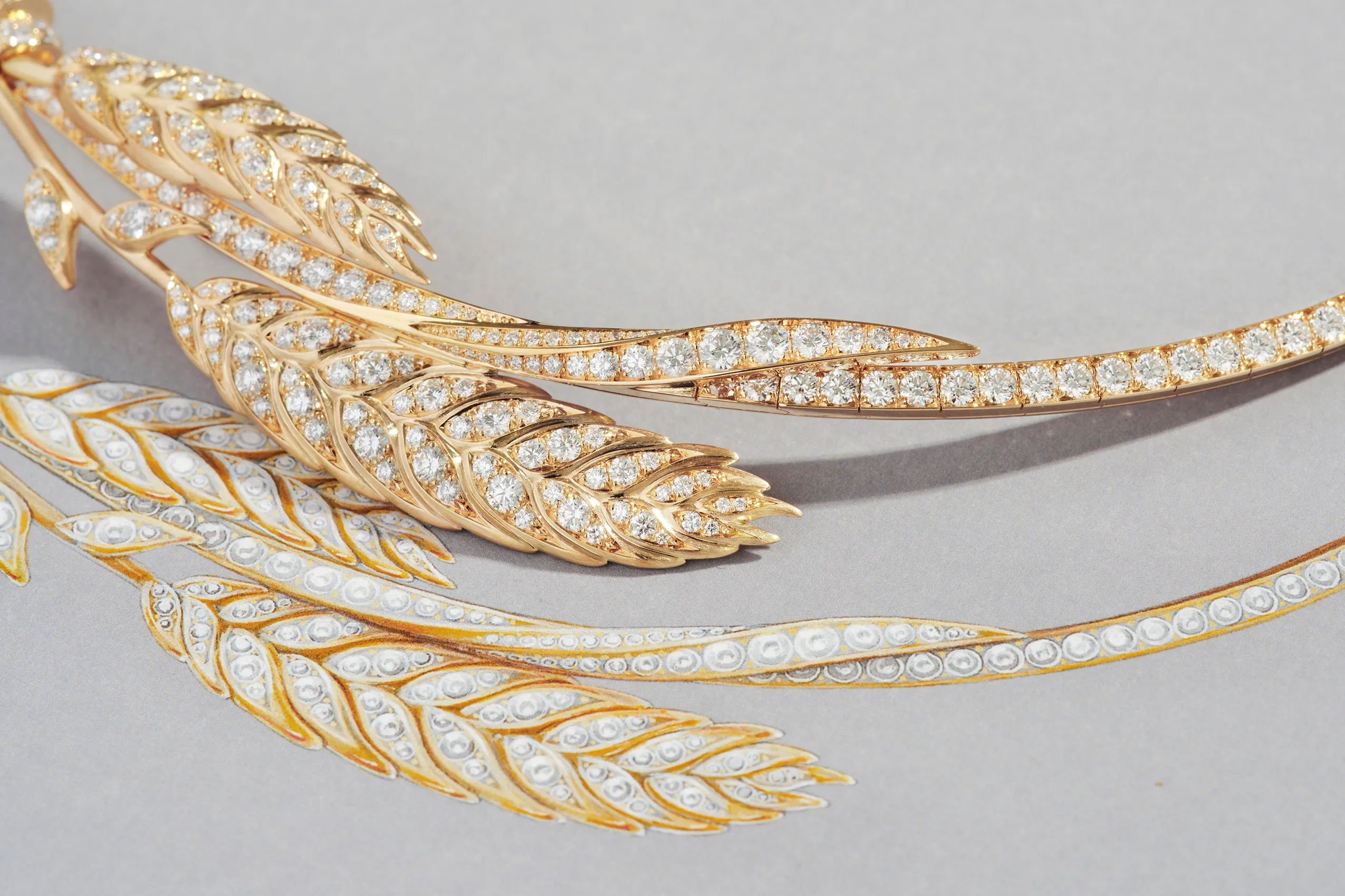 <p>Chaumet&#8217;s L’Épi de Blé jewels feature lifelike stalks of wheat, with grains of shimmering diamonds</p>
