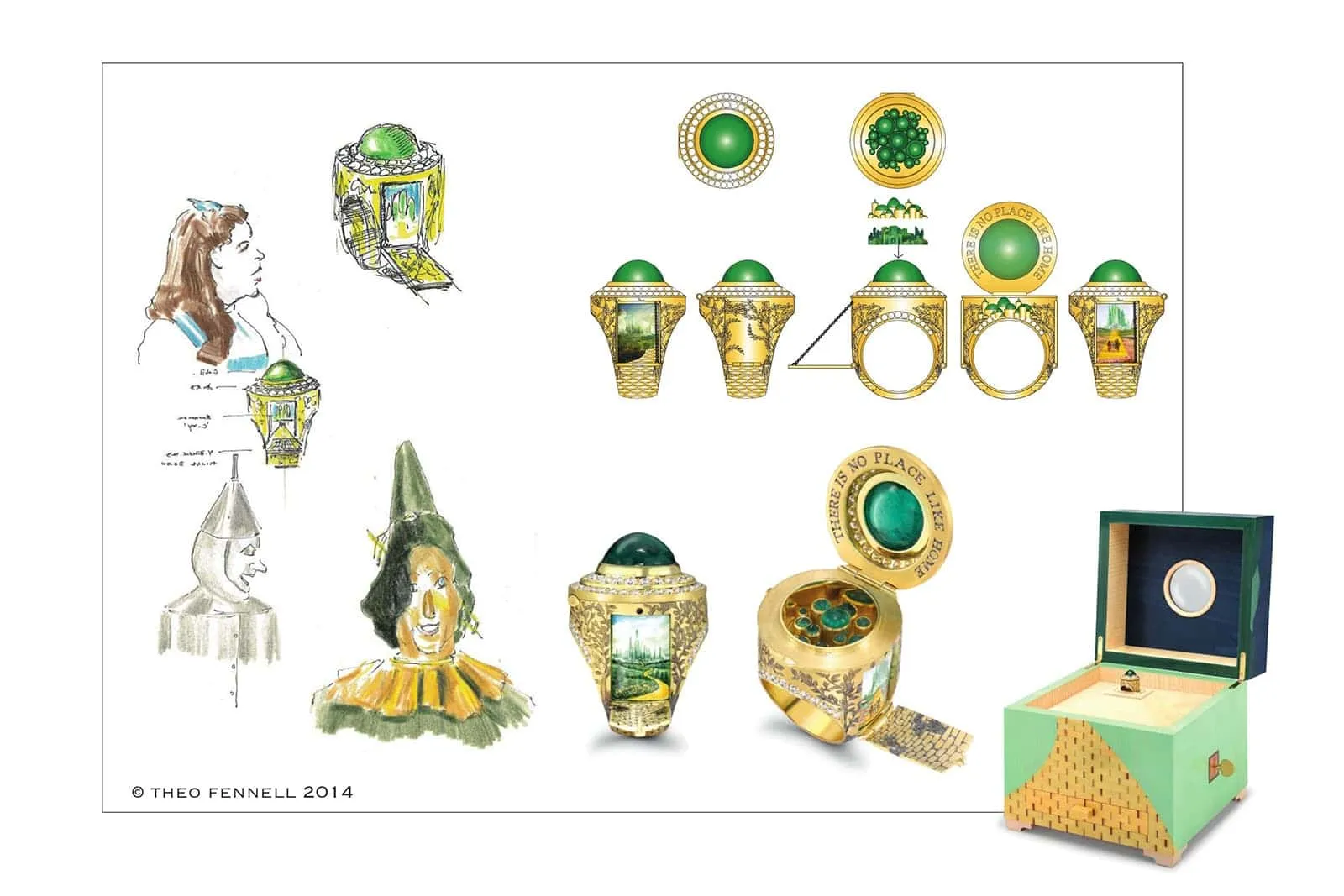 <p>Fennell’s sketches reveal the intricacy of his Emerald City opening ring</p>