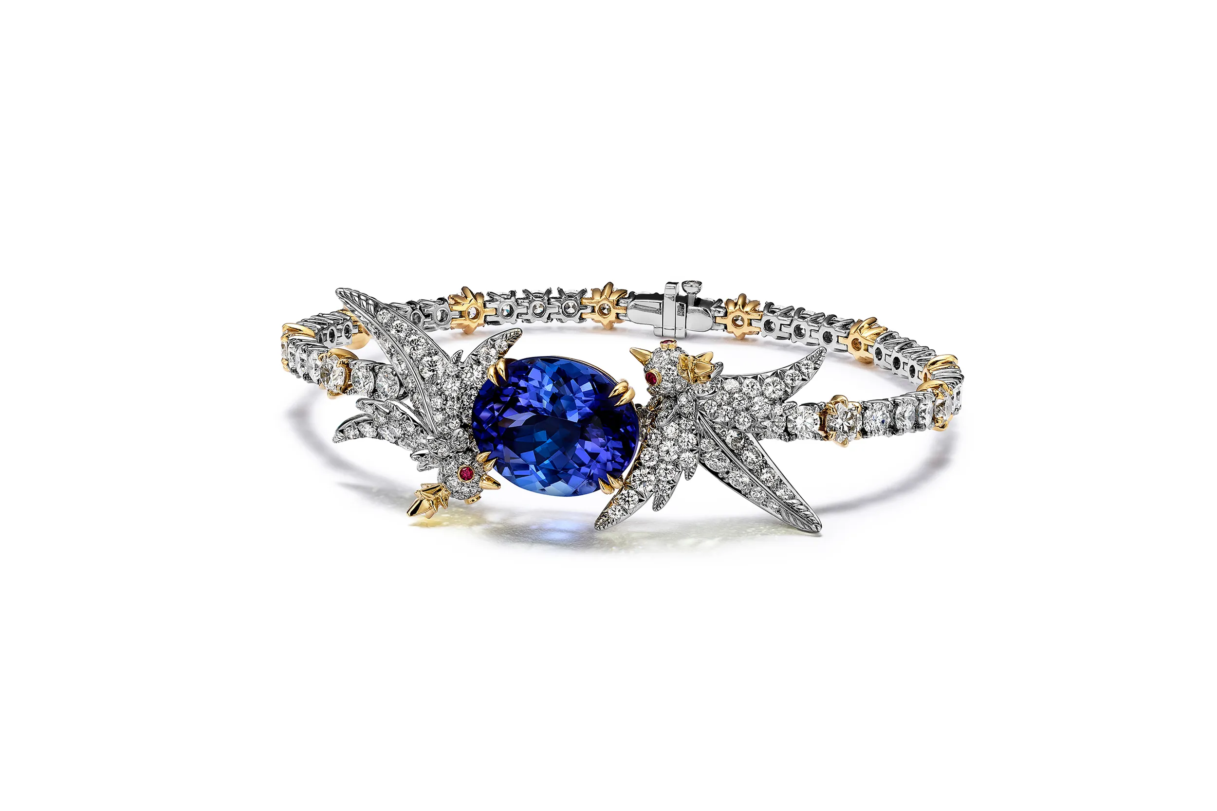 <p>The high jewellery necklace is accompanied by a diamond and tanzanite bracelet</p>
