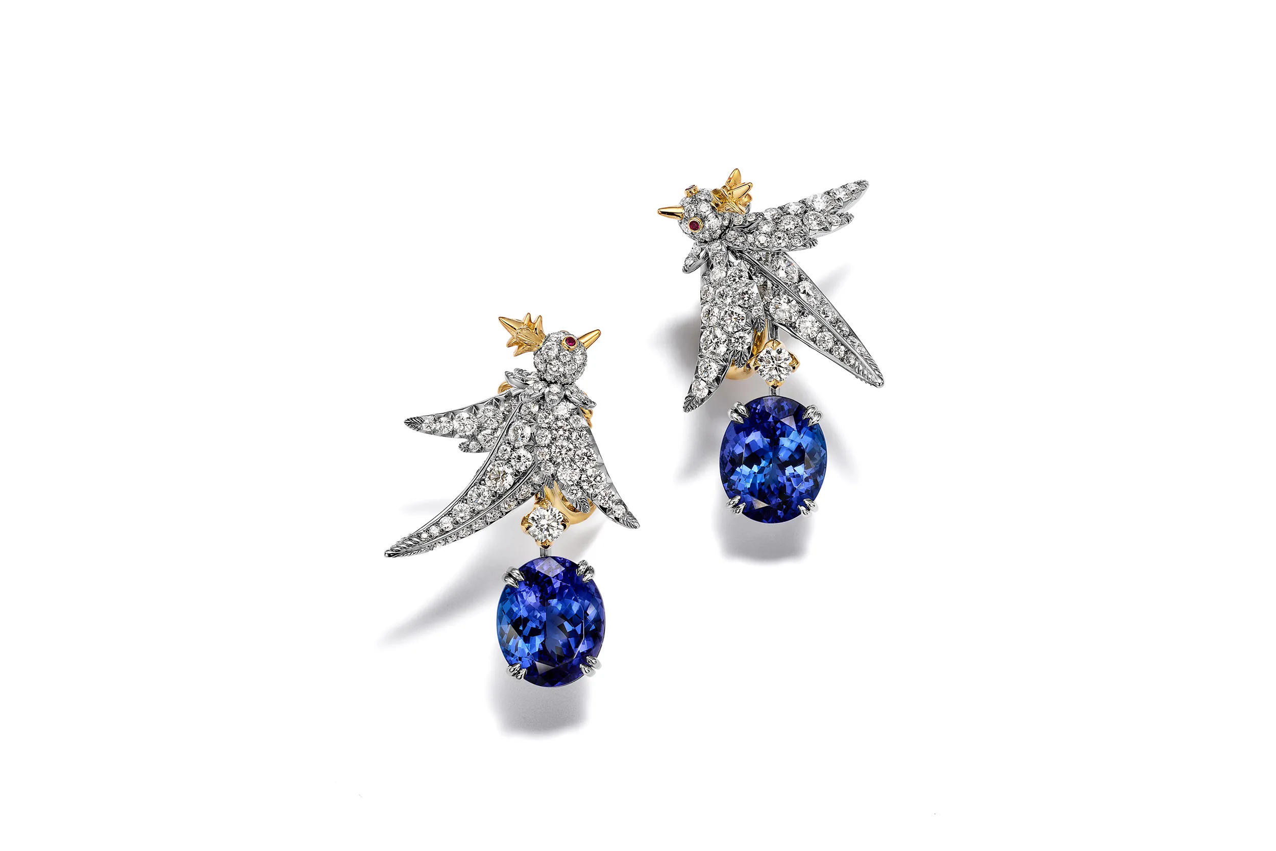 <p>Bird on the Rock tanzanite and diamond earrings complete the high jewellery suite</p>
