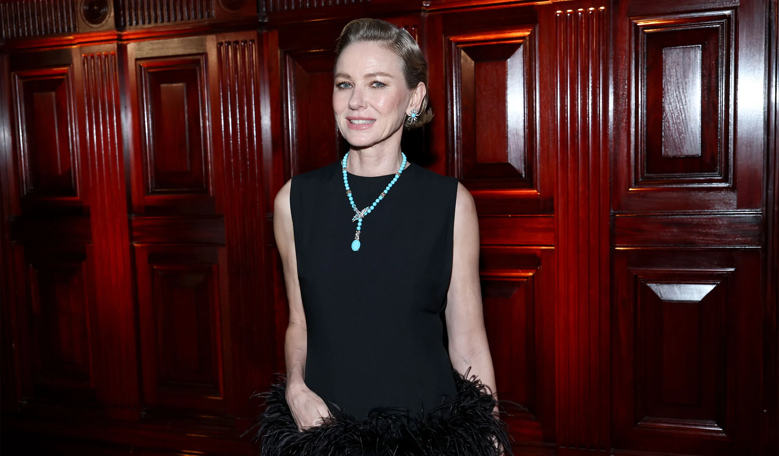 <p>Naomi Watts was also in attendance wearing turquoise and diamond high jewellery by Tiffany &amp; Co.</p>
