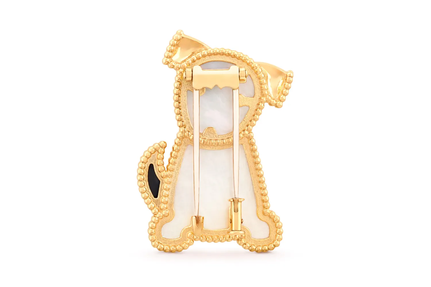 <p>Van Cleef&Arpels Lucky Animals brooch with mother-of-peals and onyx in yellow gold</p>
