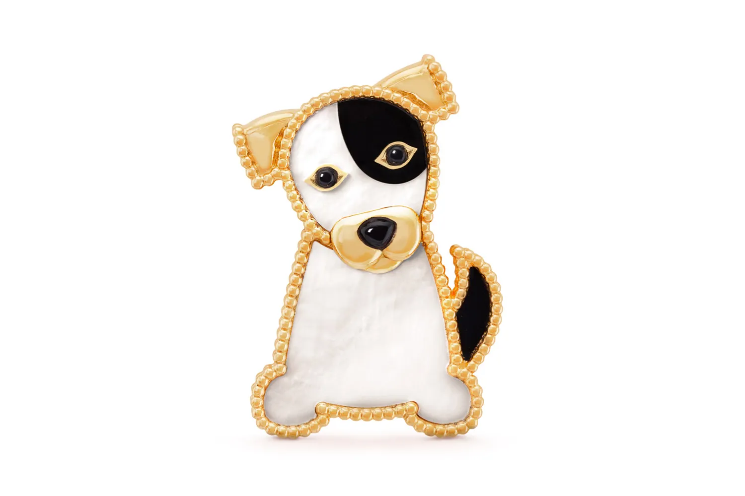 <p>Van Cleef&Arpels Lucky Animals brooch with mother-of-peals and onyx in yellow gold</p>